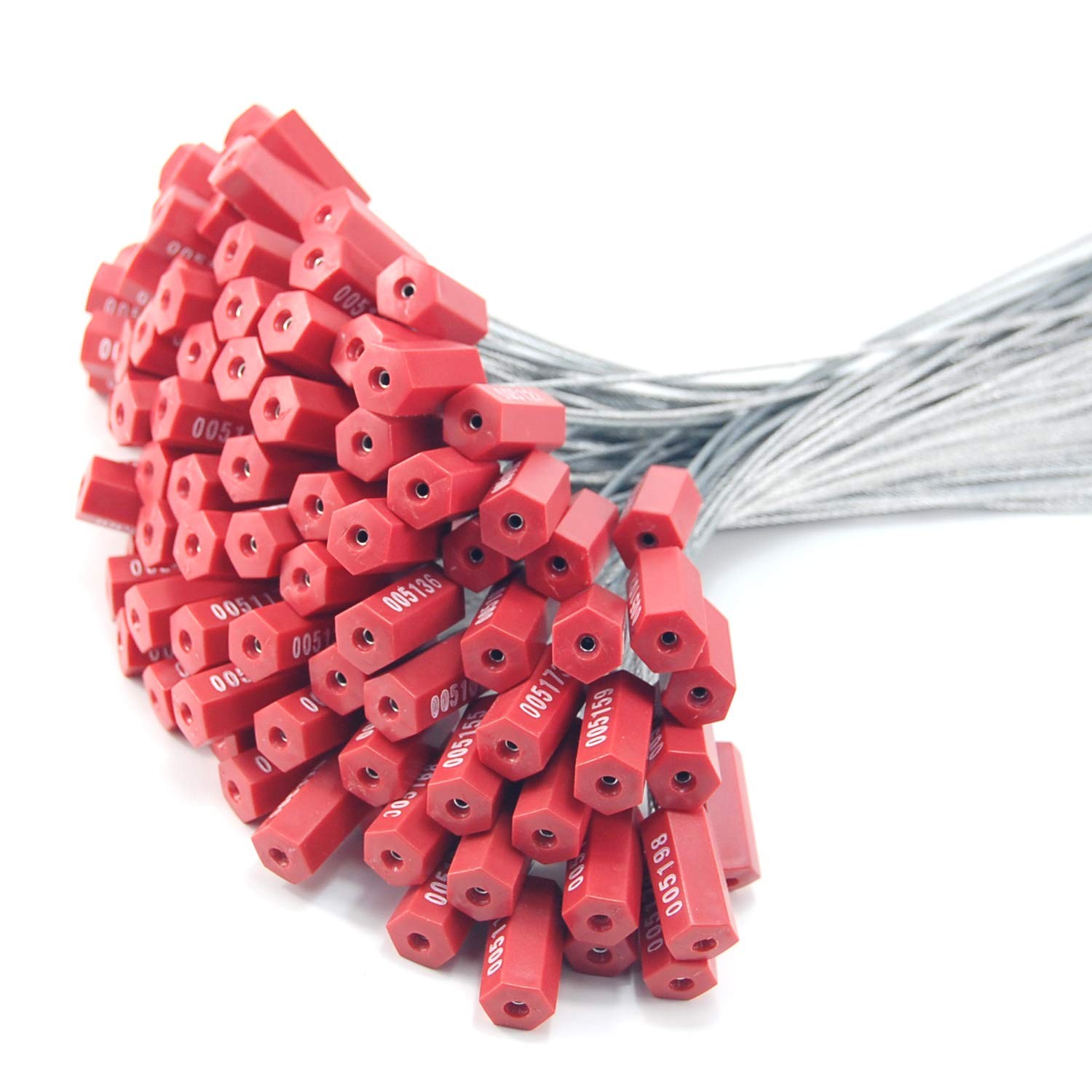 50 PCS Red PullTite Steel Security Cable Wire Seals Numbered AntiTamper