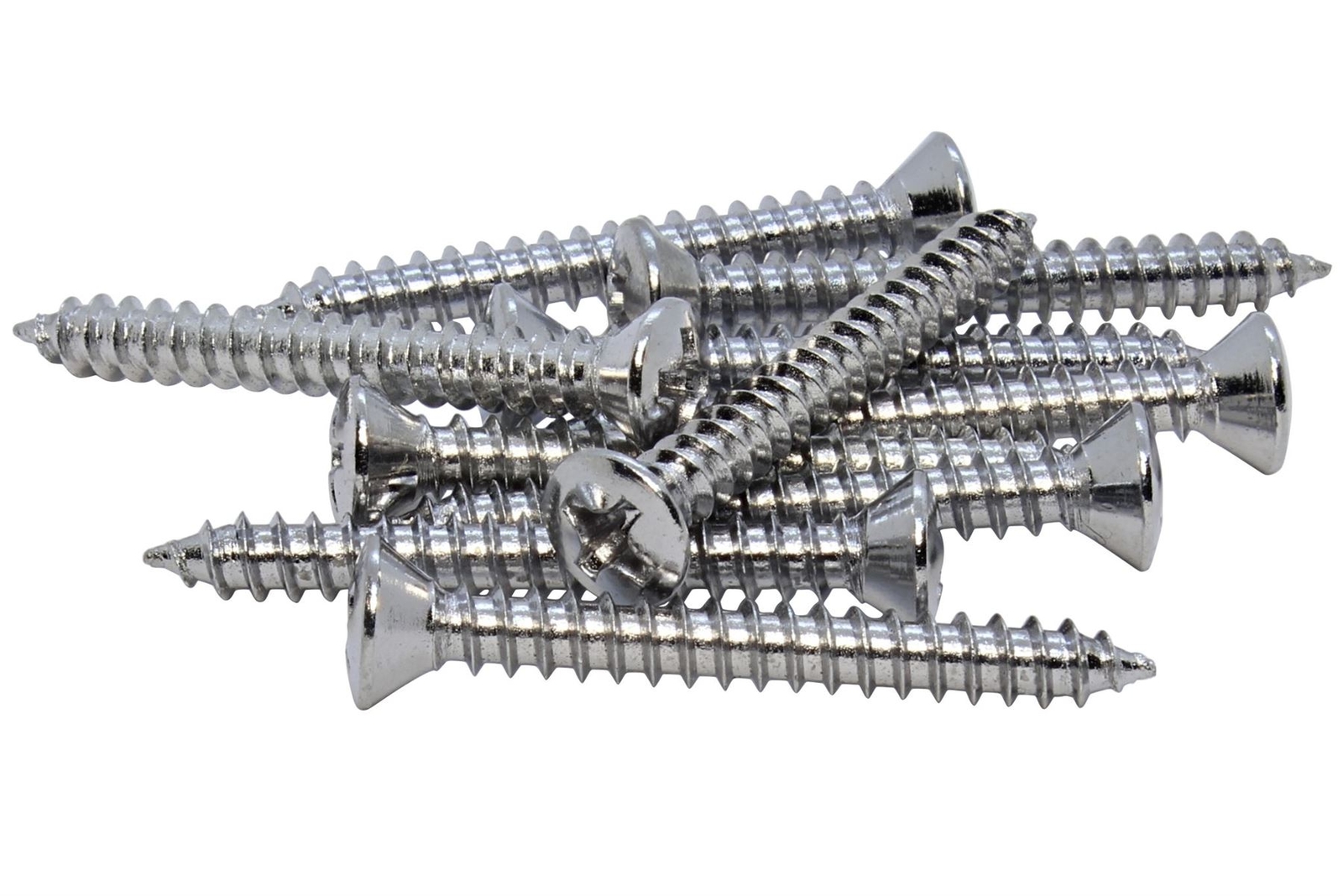 #6 x 1.25" Screws for Guitar Bridge & Strap Button Mounting - Set of 10 - Chrome