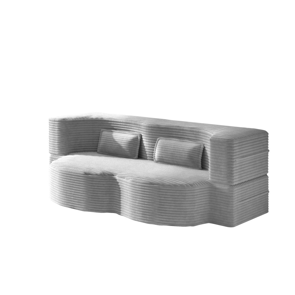 Twin Convertible Floor Sofa Bed w/ Pillows, Folding Guest Mattress Light Grey