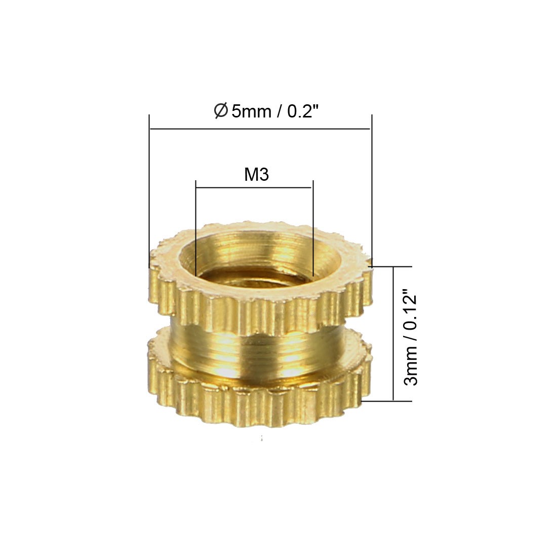 100pcs M3 x 0.5 Insert Embedment Nut,FOR 3D Printer Female Knurled Threaded