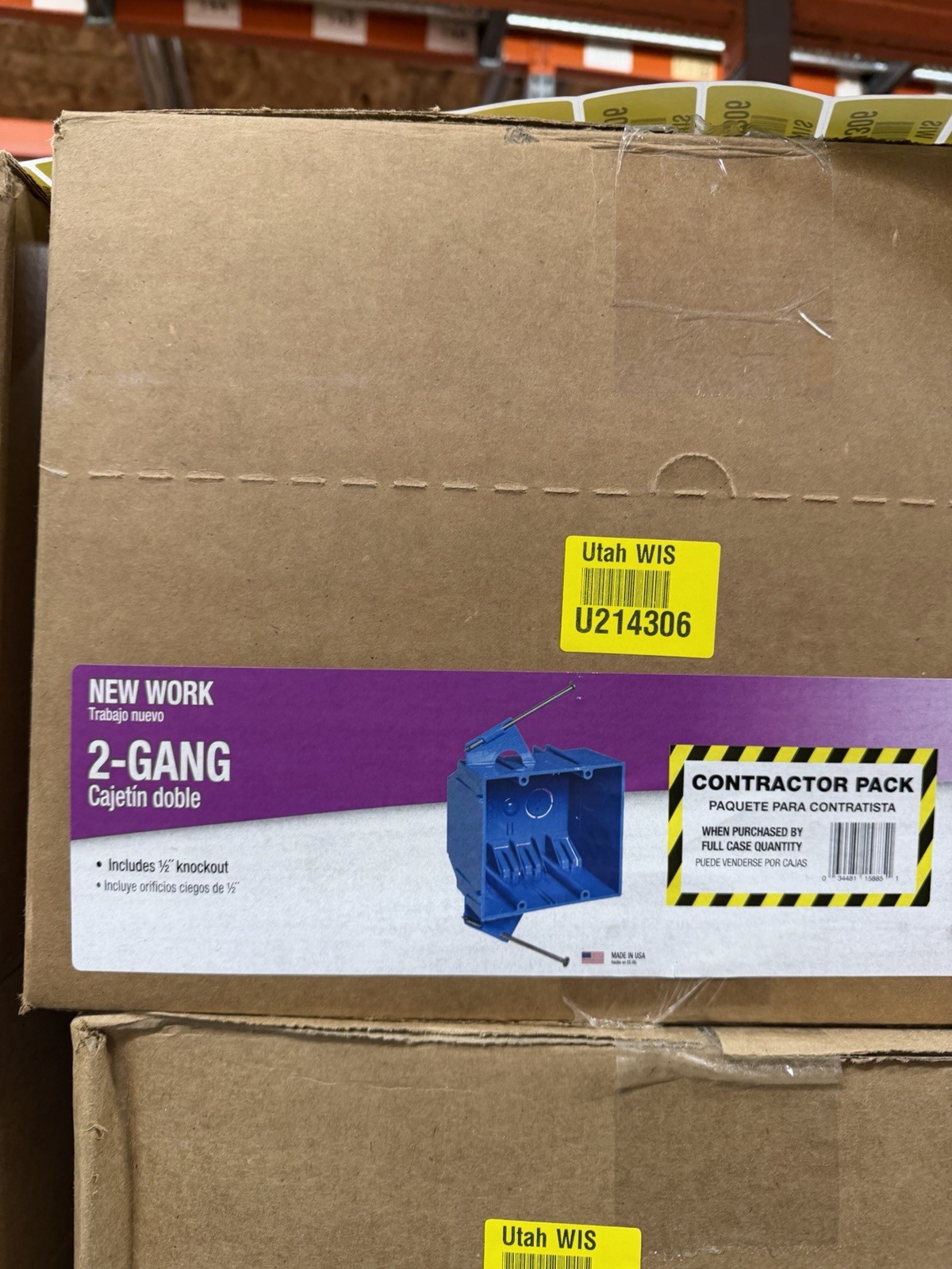 (QTY 50) Carlon B232ACP 2-Gang PVC New Work Outlet Box w/ Nails, 3" Deep, 32