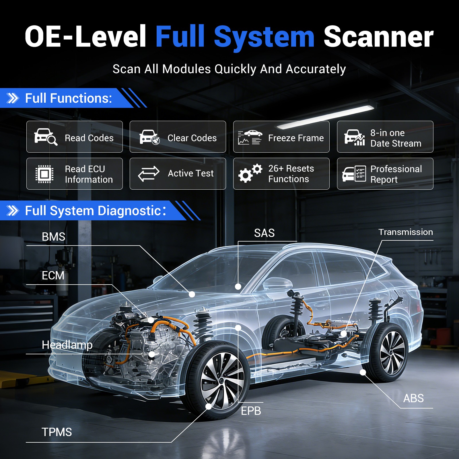 Vdiagtool D100 Bluetooth OBD2 Scanner All System Crank Sensor Throttle Relearn