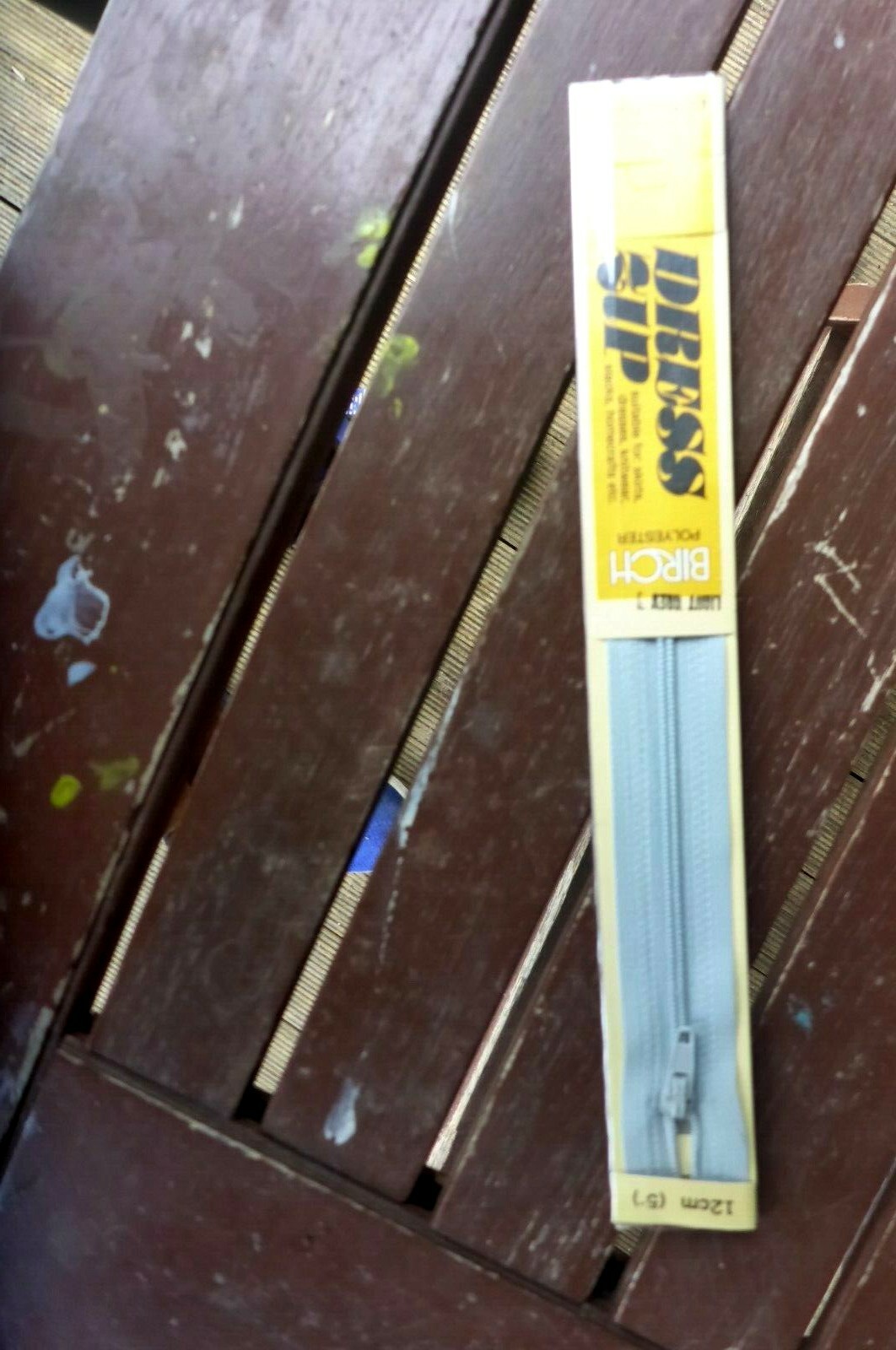 VINTAGE  ZIP UNOPENED 12CM 5inch LIGHT GREY NICKEL BIRCH BRAND POLYESTER METAL