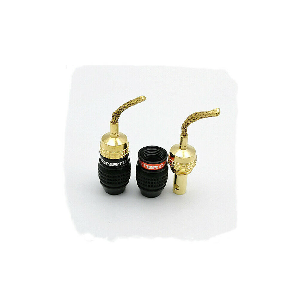 2x/lot 2MM Monster Copper Wire Gold-Plated Banana Plug Speaker Braided Connector