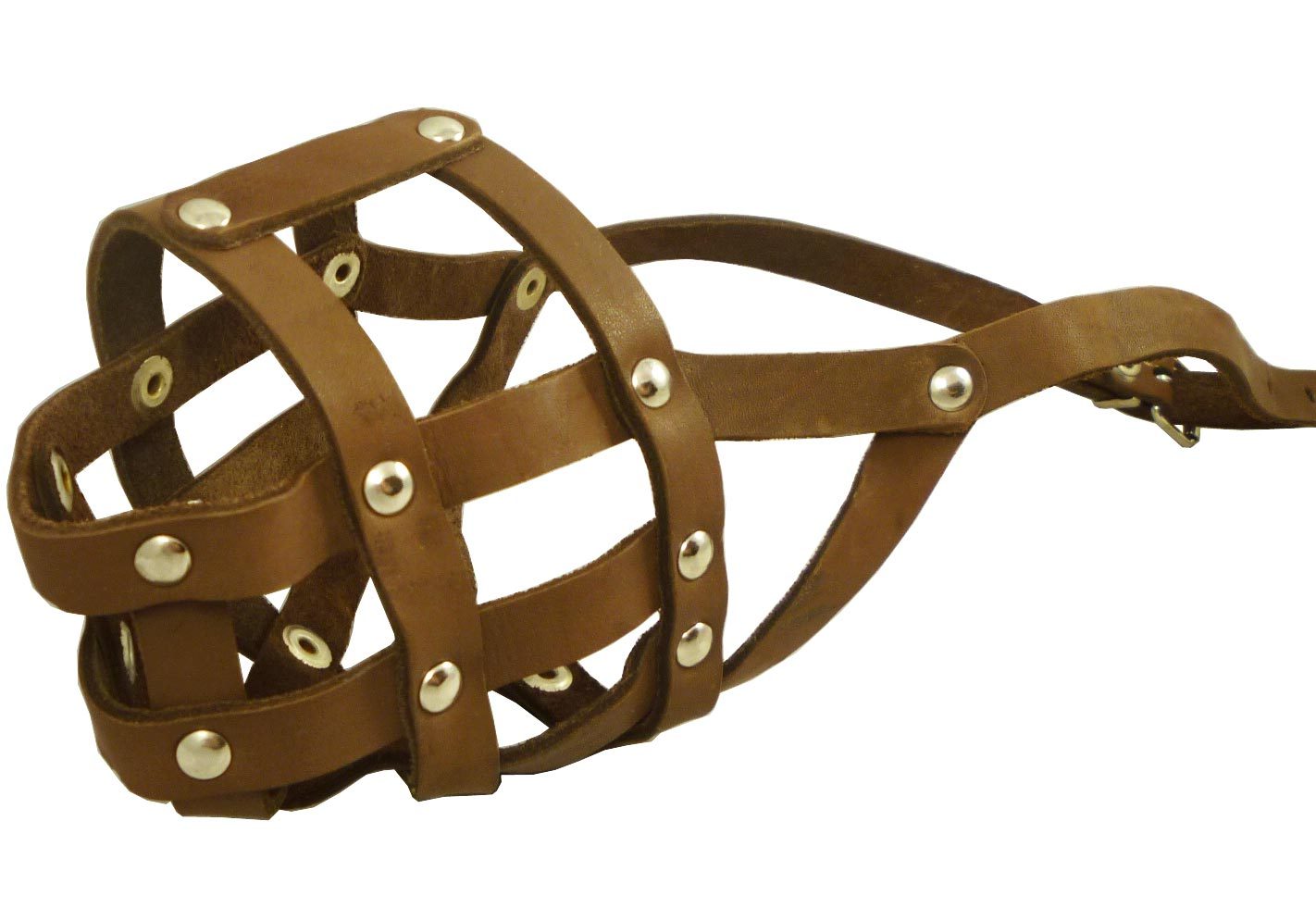 Genuine Leather Dog Muzzle 12"-3.5" snout size Amstaff Black Brown