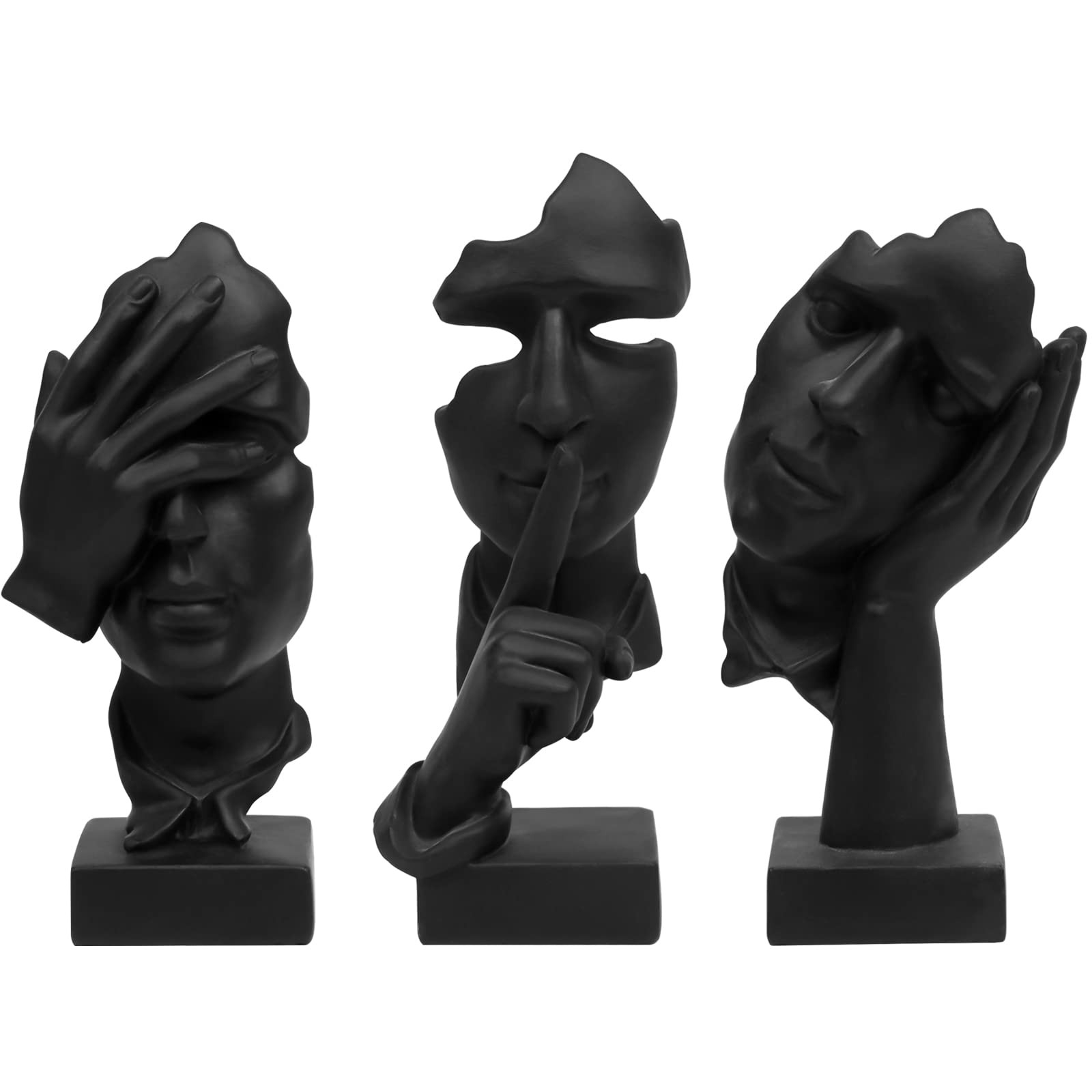 prosfalt 3 Pcs Thinker Statue Silence is Gold Abstract Art Figurine No Hear No S