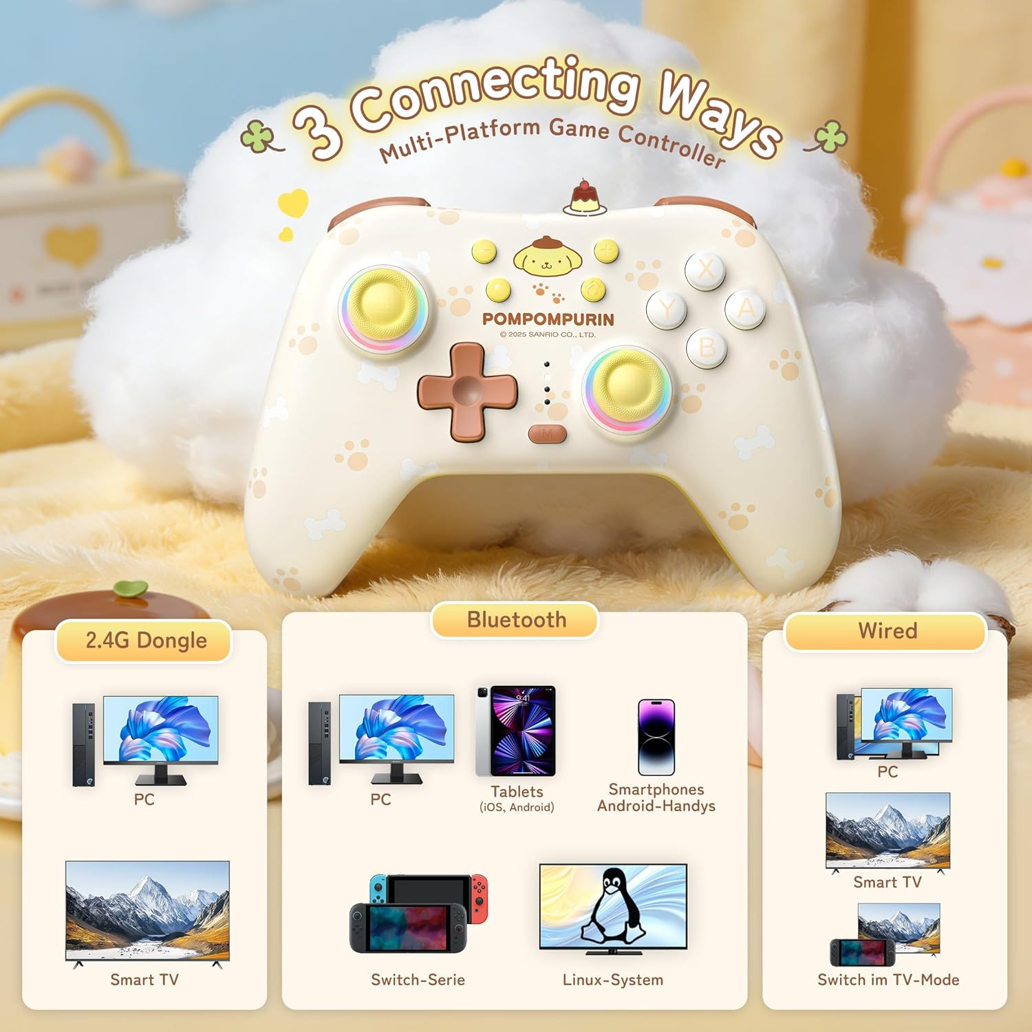 Yellow Switch 2 Controller,Yellow Dog Hall Effect Controllers Wireless for Switc