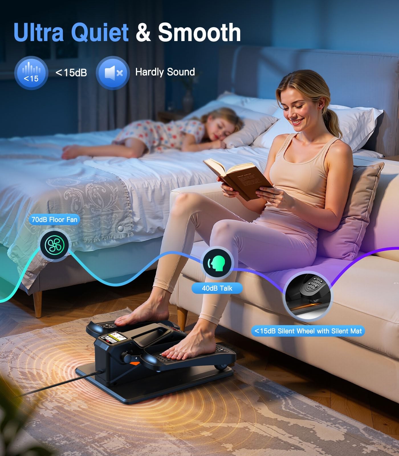 Under Desk Elliptical Machine, Portable Electric Elliptical Exercise Equipmen...