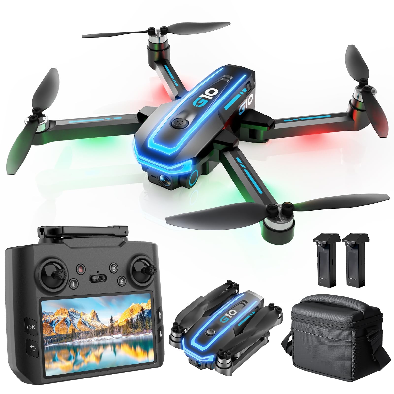 GPS Drone with 4K HD Camera for Adults,4.5 inch Screen Small, Black & Blue