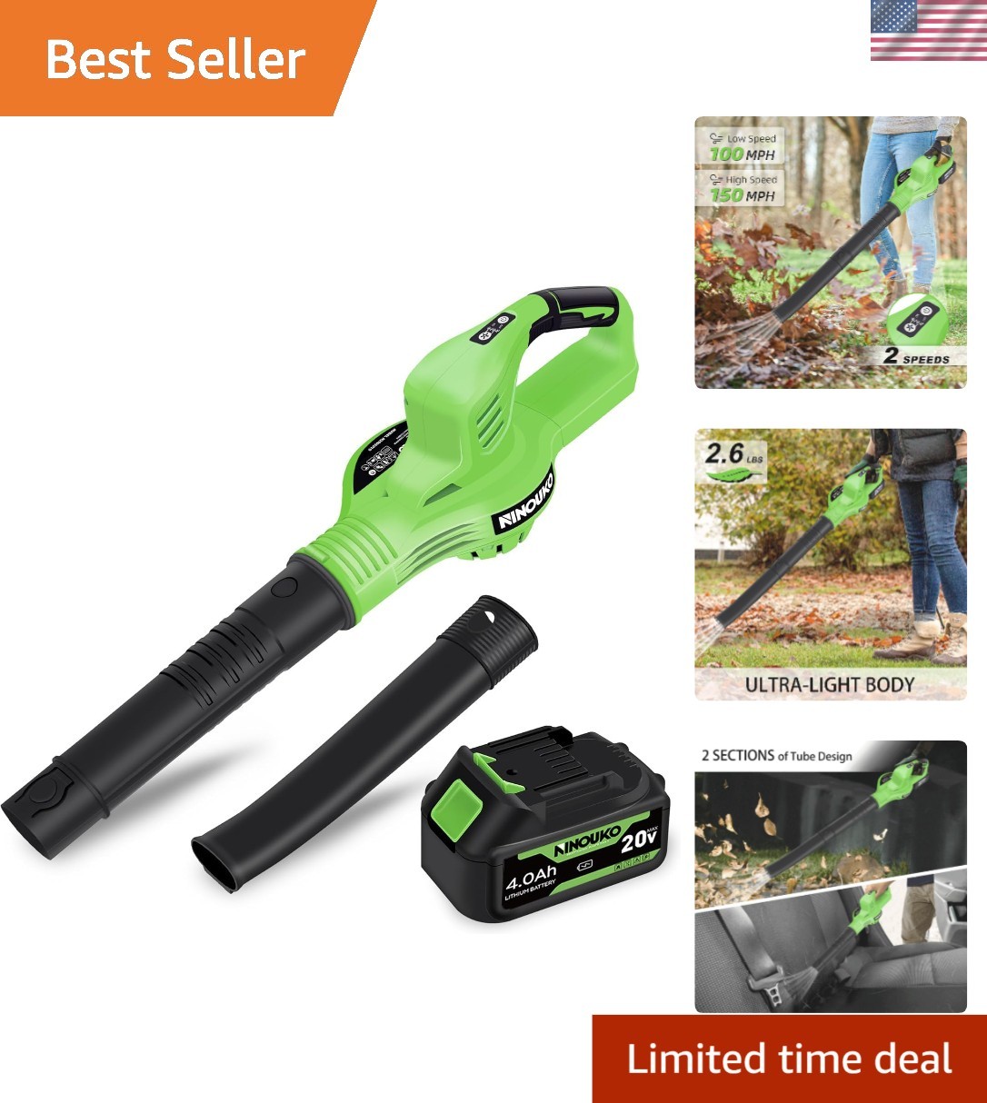 Effortless Yard Care: 20V Cordless Leaf Blower with Rapid Charge Technology