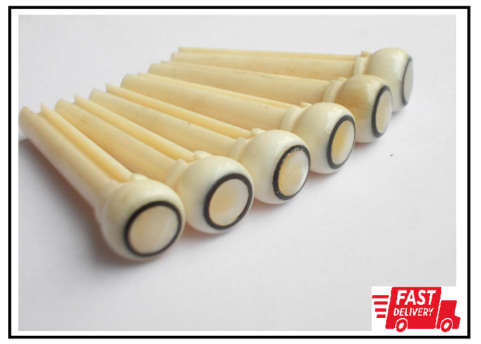 6 pcs (1 set) Real Bone Acoustic Guitar Bridge Pins High Quality