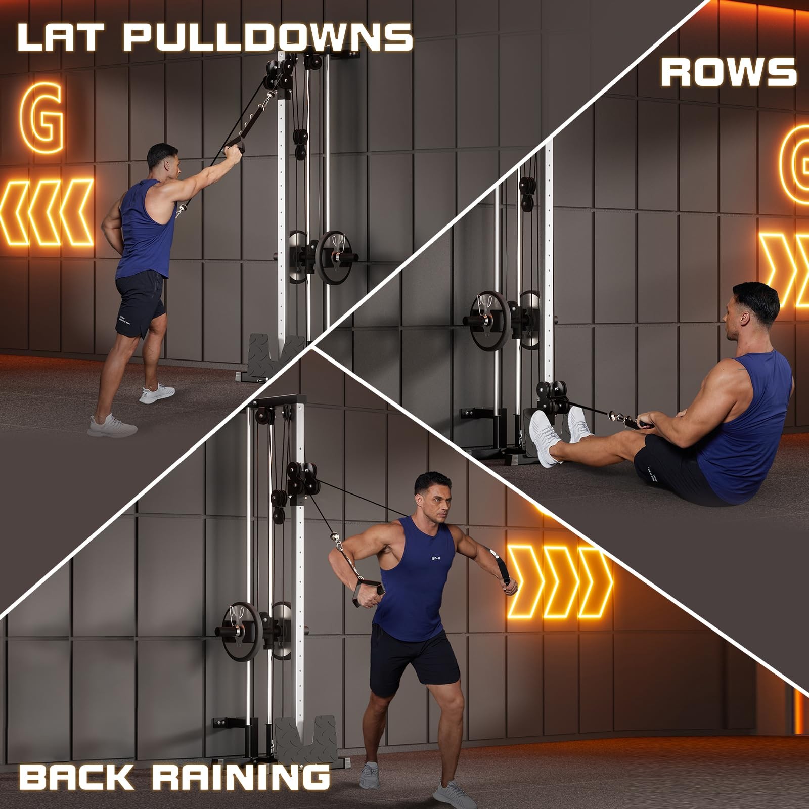 Wall Mount Cable Machine, Adjustable Dual Pulley Cable Crossover Machine Workout