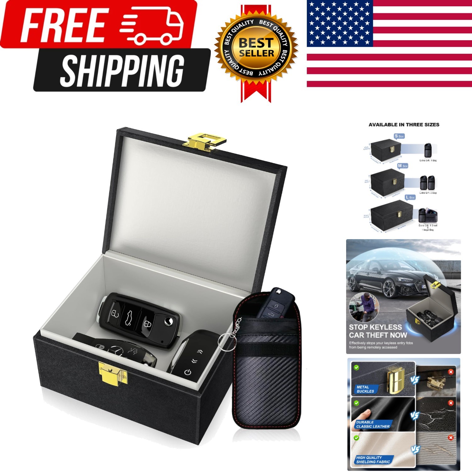 Faraday Box with Faraday Bags for Car Keys, Car Key Signal Blocking Box, Keyl...
