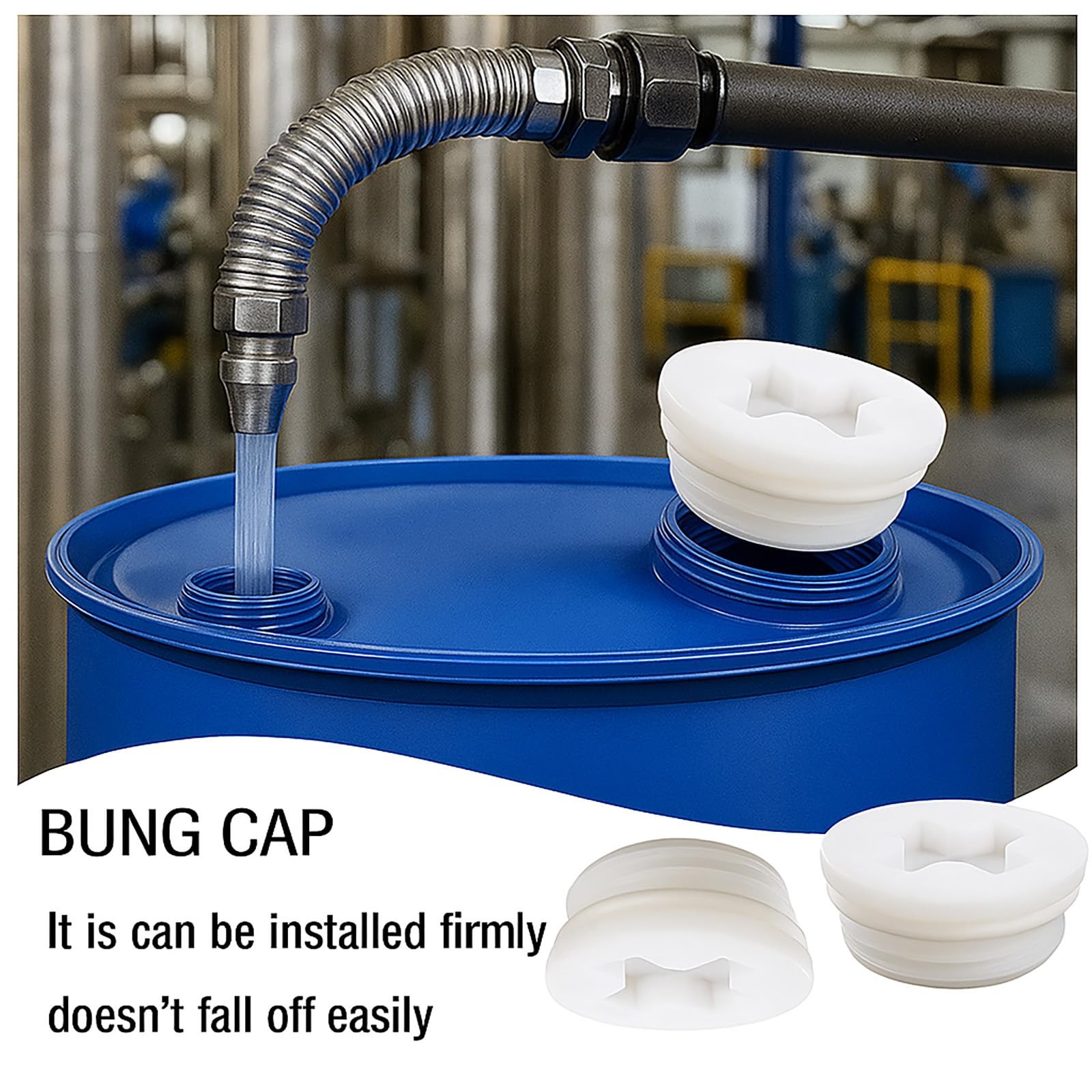 Bung Cap with 2" Thread Size, 2 Pack Poly Buttress Drum Bung, Course Thread f...