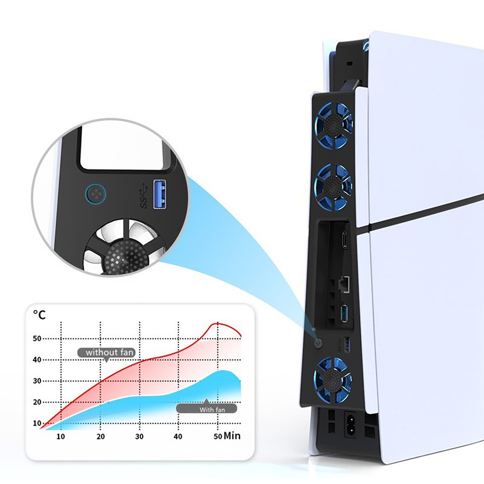 External Compact Console Host Cooling Fan Cooler For Sony PlayStation 5 Slim