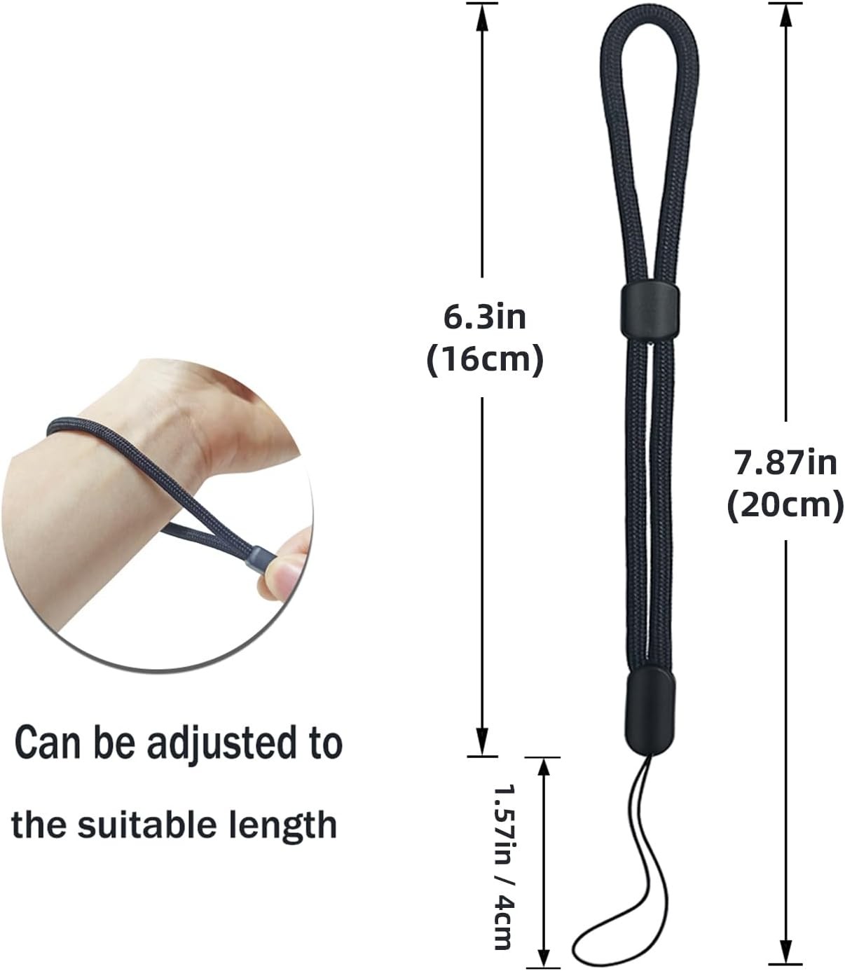 5Pcs 7.8 Inch Adjustable Nylon Wrist Lanyards