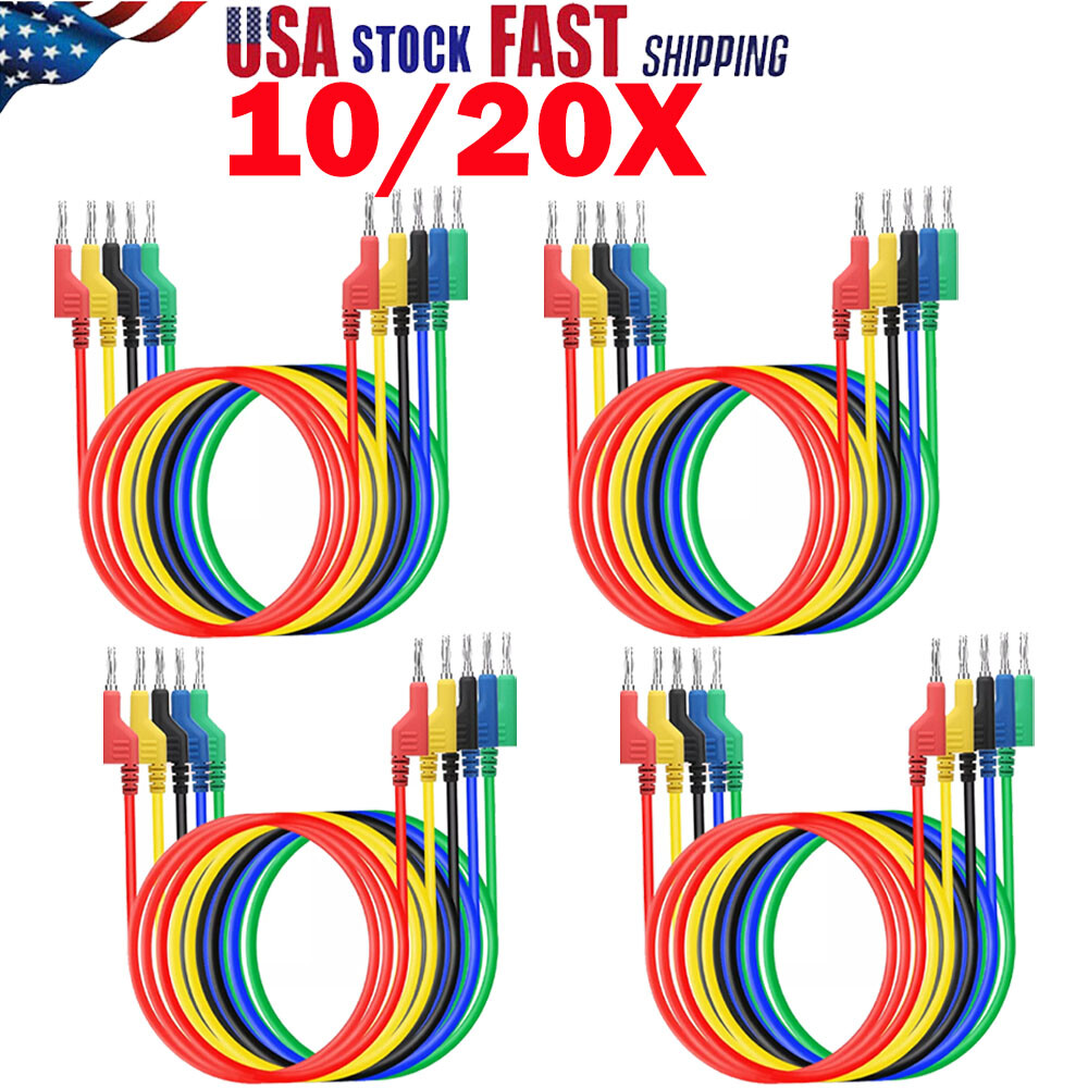 10PCS/20PCS 1000V 4mm Stackable Banana To Banana Plug Test Lead Wire Cable HOT