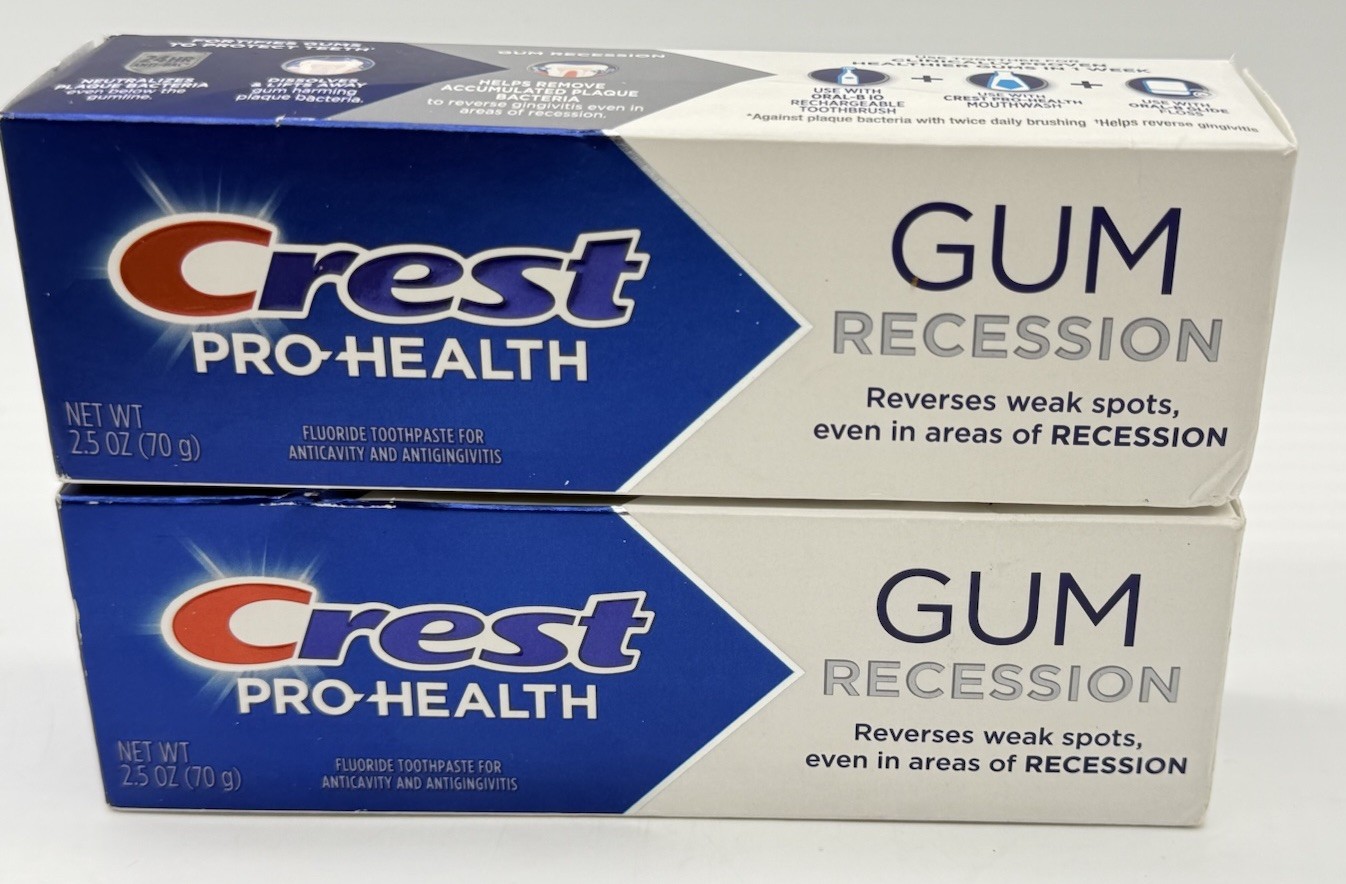 Lot Of 2 Crest Pro Health GUM RECESSION 2.5 Oz. Expire 10/27