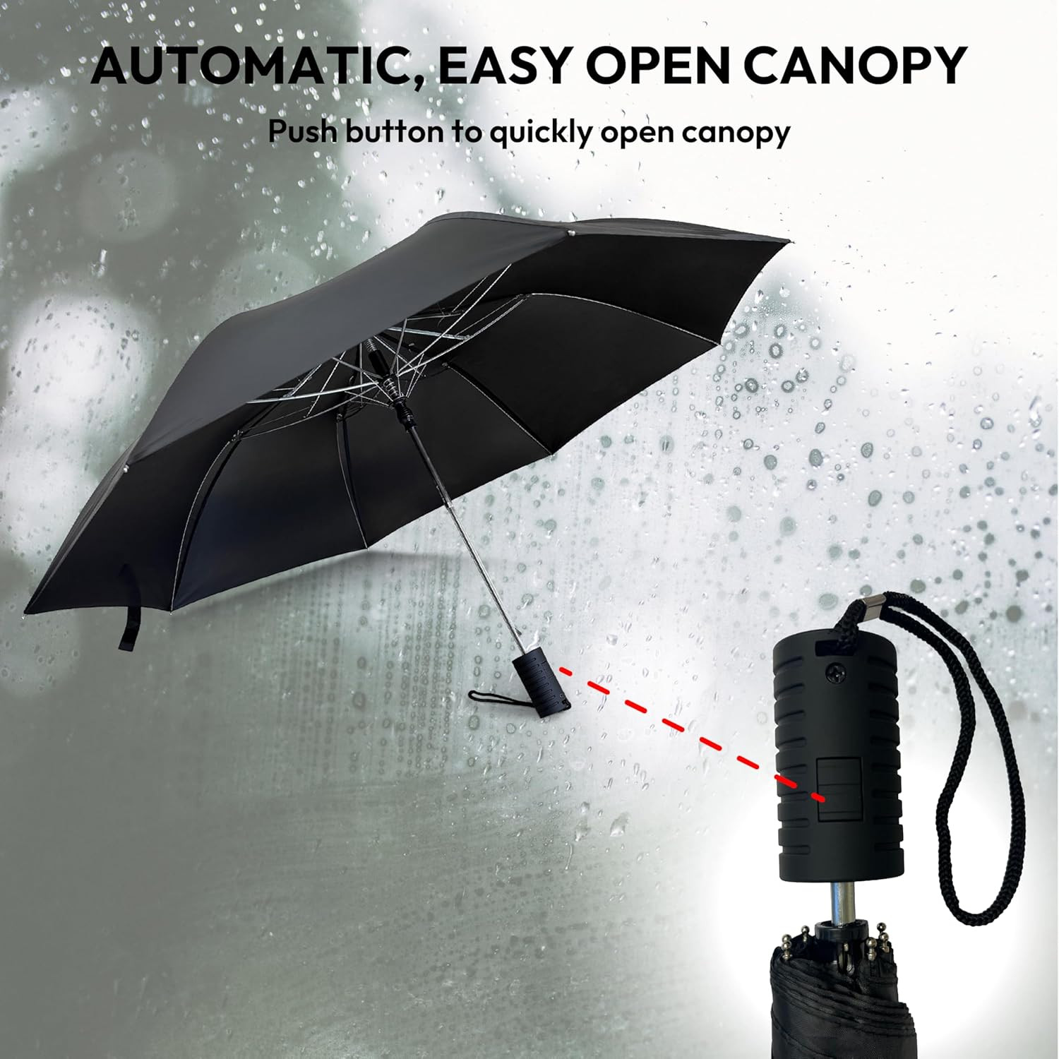 Weather Station Automatic Rain Umbrella, Windproof, Lightweight, and Packable fo