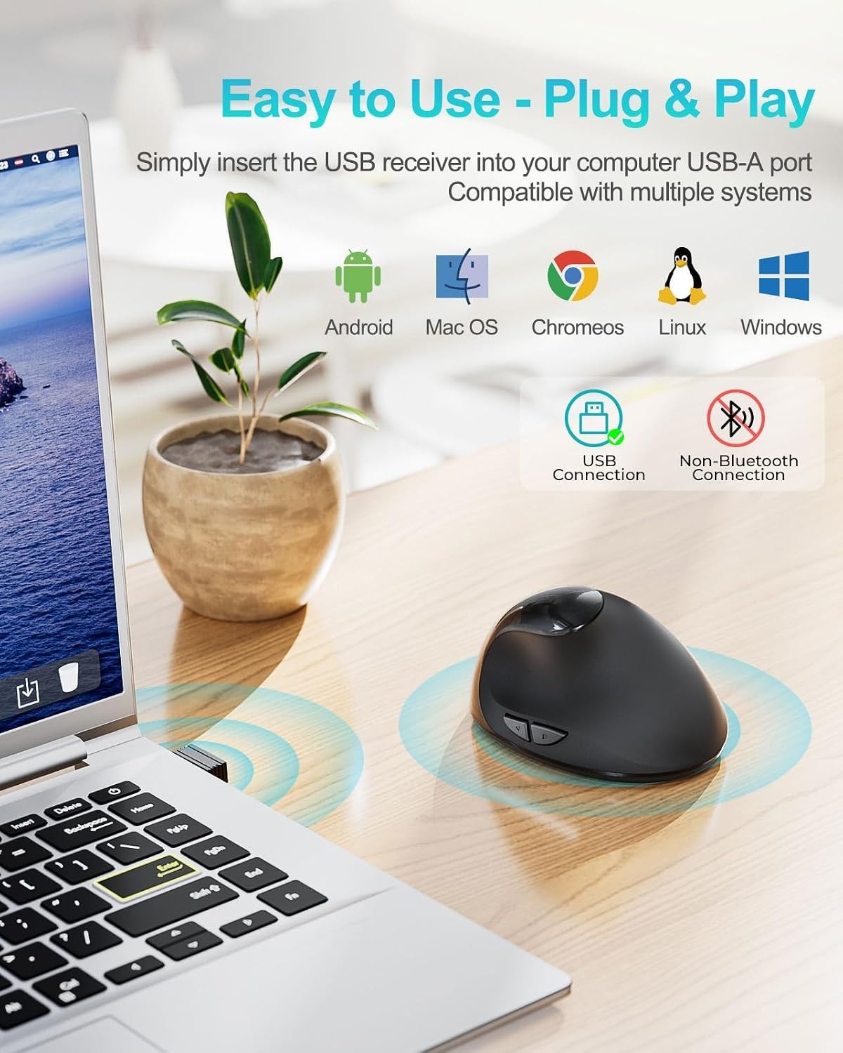 Ergonomic Wireless Mouse for Small Hands | Rechargeable & Pain-Relief Design