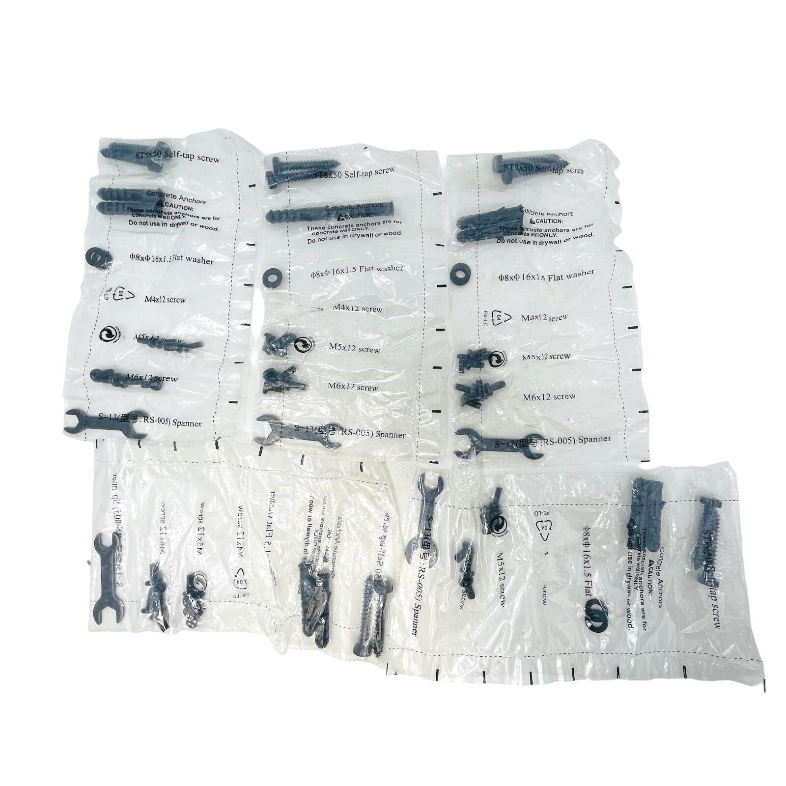 5 Pack Screws Spanner Flat Washers Tool Set