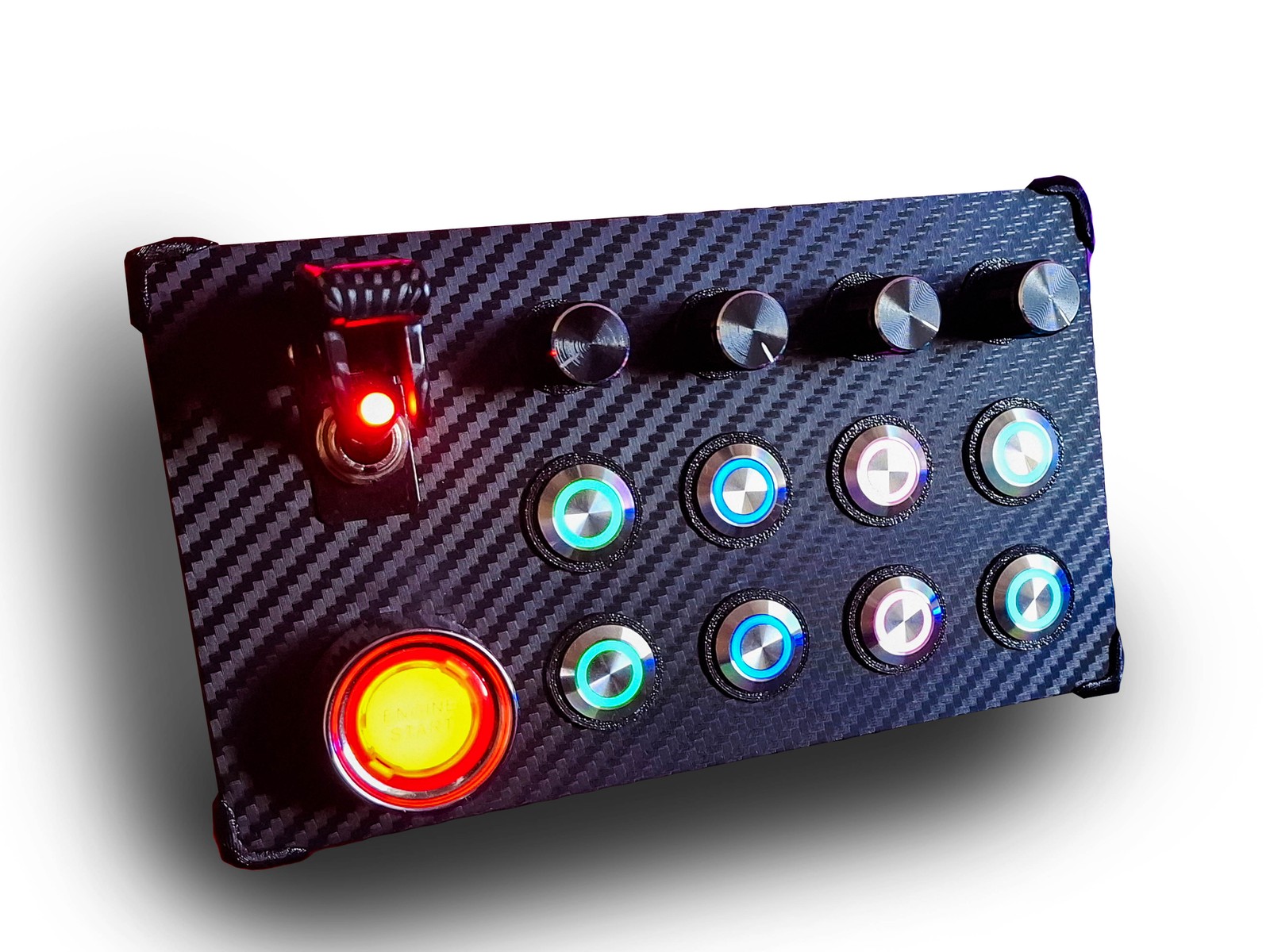 Sim Racing Button Box PC RGB Multicolor Metal Illuminated Push Buttons Buttonbox