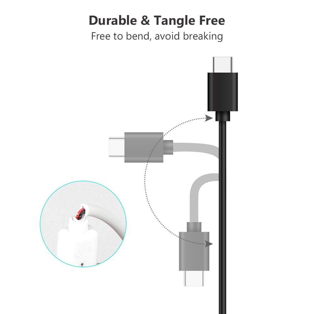 Fast Charger Cable For Samsung Huawei Type C USB-C Data Charging Cable Black