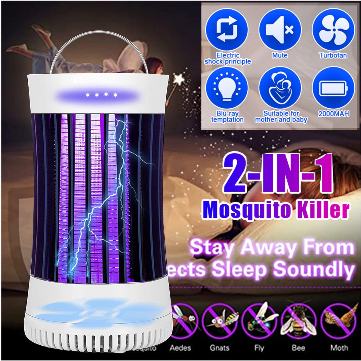 Electric Bug Zapper Indoor Outdoor Mosquito Fly Insect Killer Light Trap Lamp