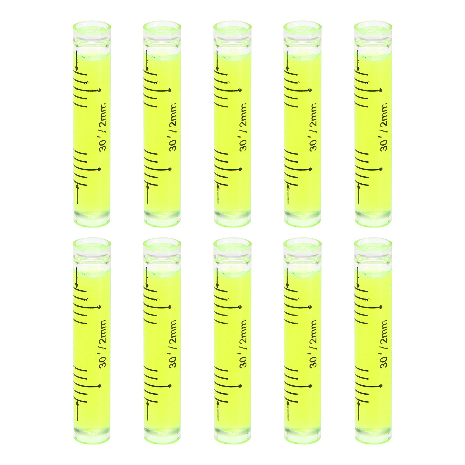 10pcs Small Cylindrical Bubble Level Vials 9x50mm Levels Measuring Tools