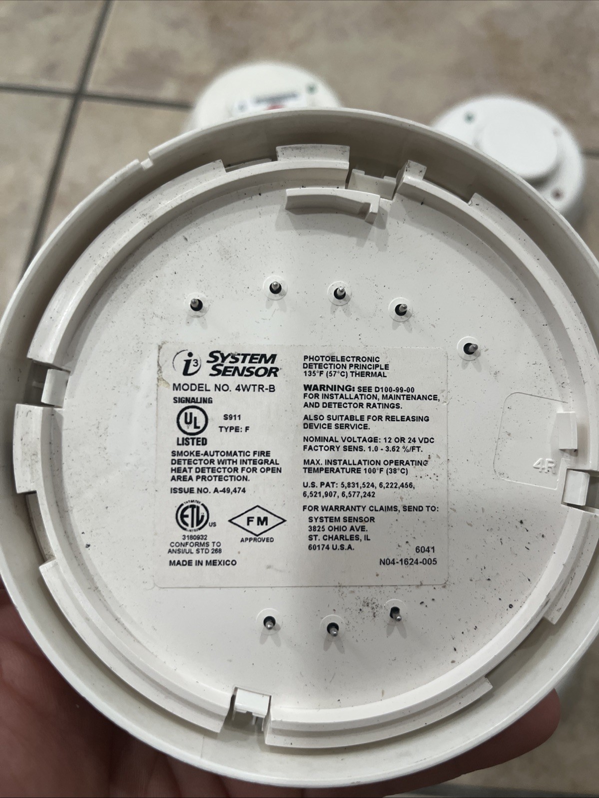 6 System Sensor 4WTR-B Smoke Detector - White