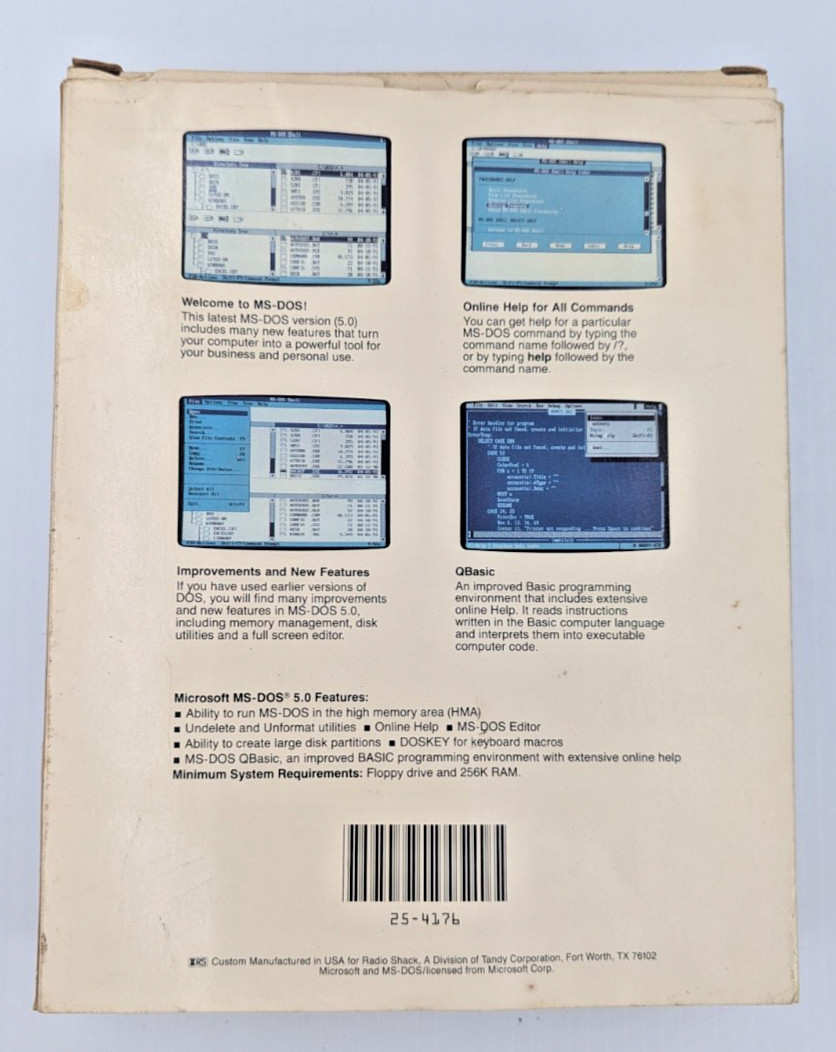 Microsoft MS-DOS 5.0 Tandy Upgrade Boxed Software Set 5.25" Floppy Disks Only