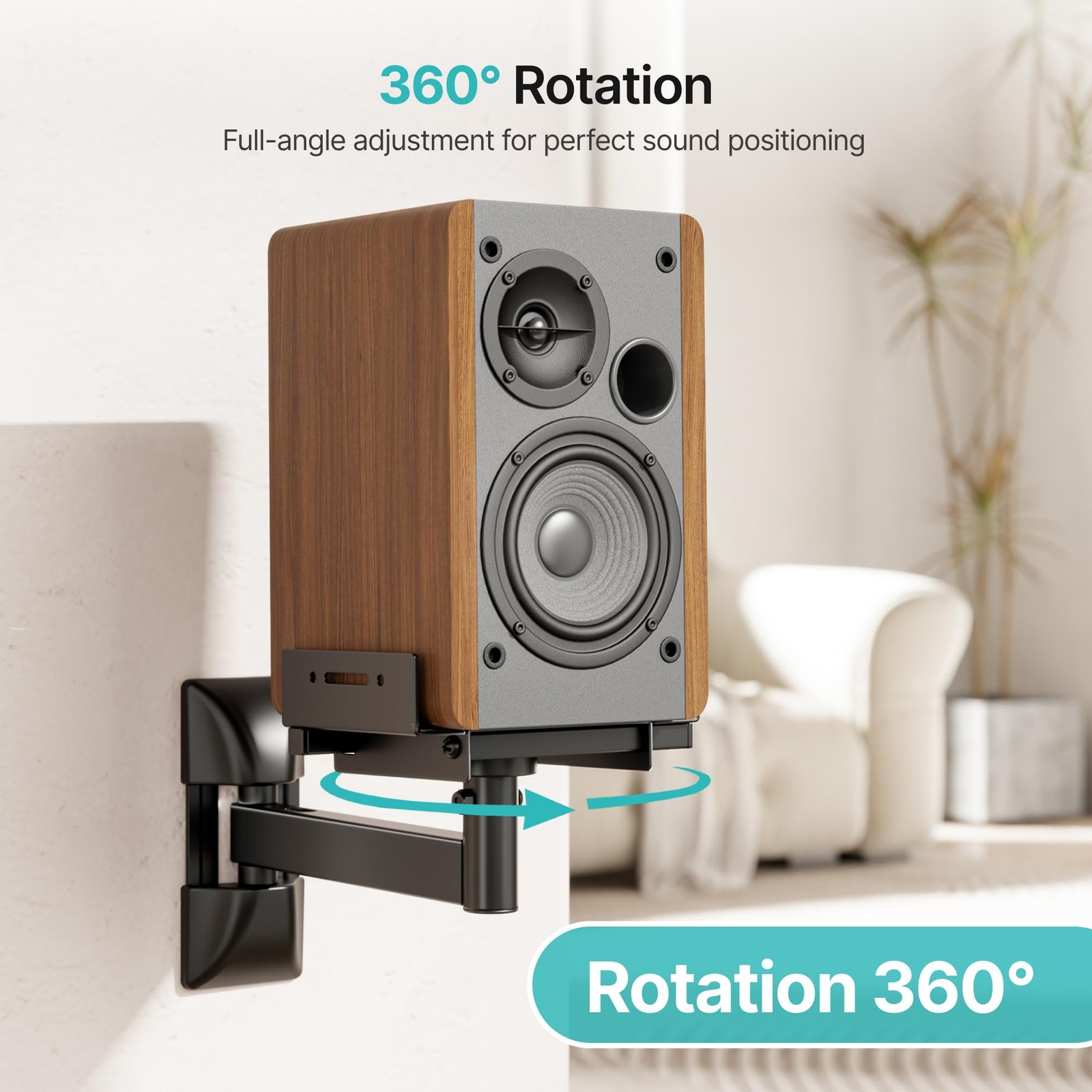 Adjustable Speaker Wall Mounts, 55 Lbs Capacity, Dual Speaker Wall Stands for Mo