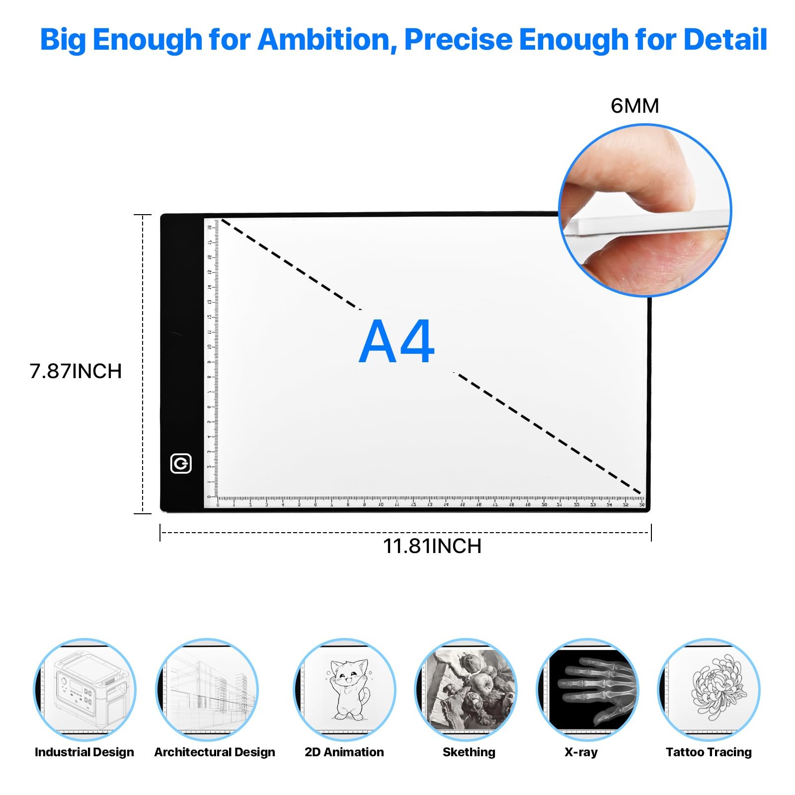 A4 LED Light Box for Tracing and Drawing - Ultra Thin Adjustable