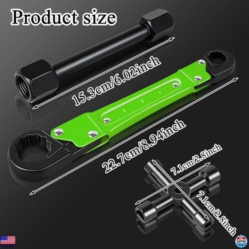 Angle Stop Wrench Kit for Plumbing, Quick Install Tool for Supply Nuts, Green
