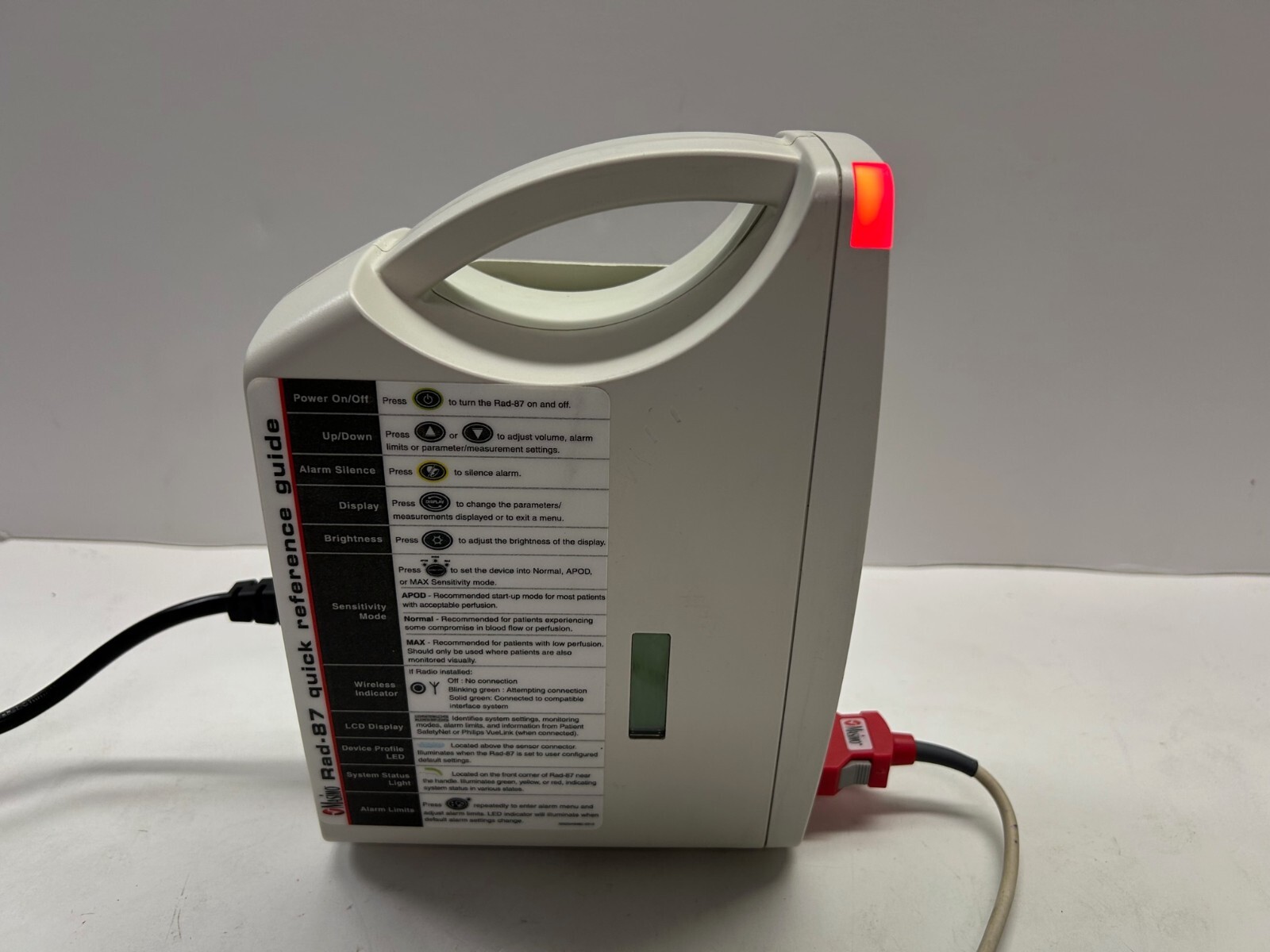 Vertical Masimo Rad-87 Pulse CO-Oximeter, Masimo SET Rainbow, Refurbished
