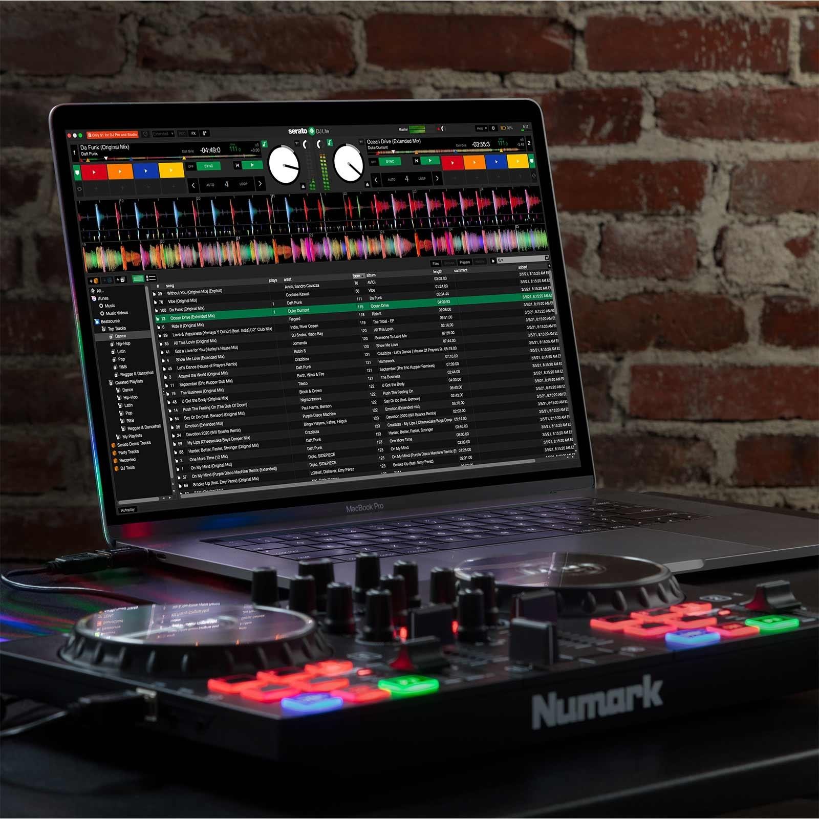 Numark Party Mix II DJ Controller w Lights & 2 Gemini 12" PA Speakers