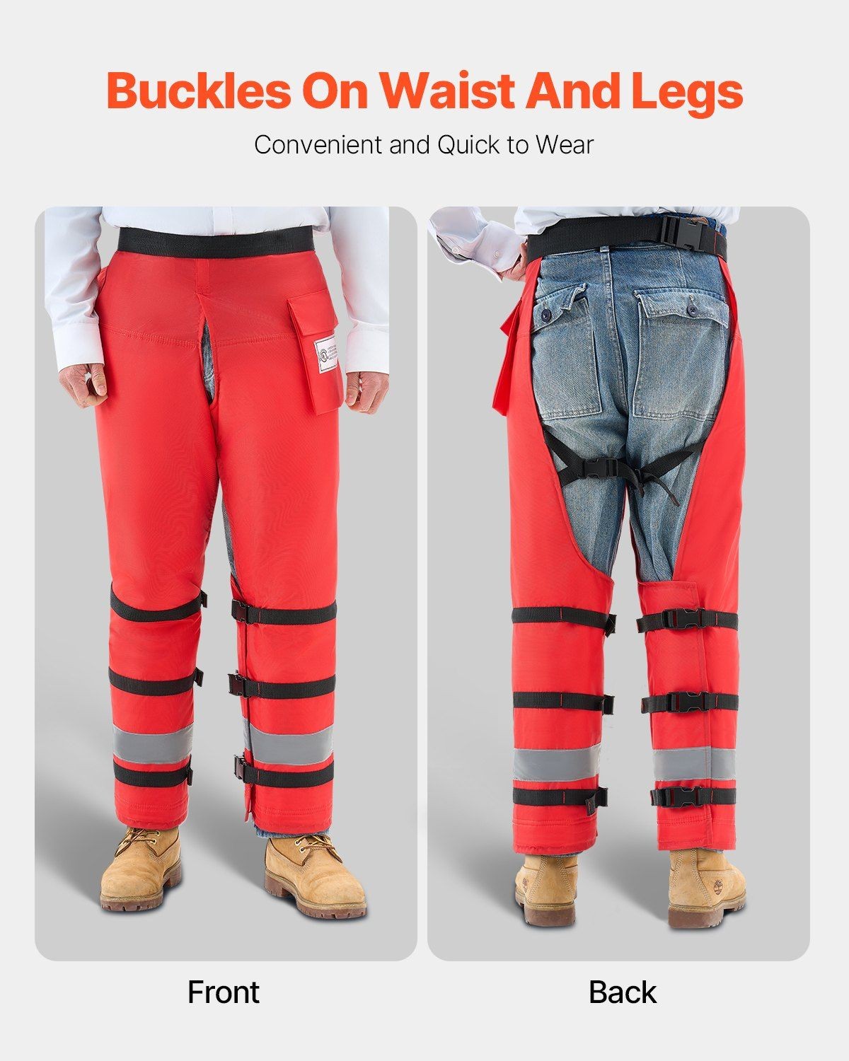 Chainsaw Chaps Wrap, 8 Layers, Class D, Adjustable Waist Belt, 420D Nylon