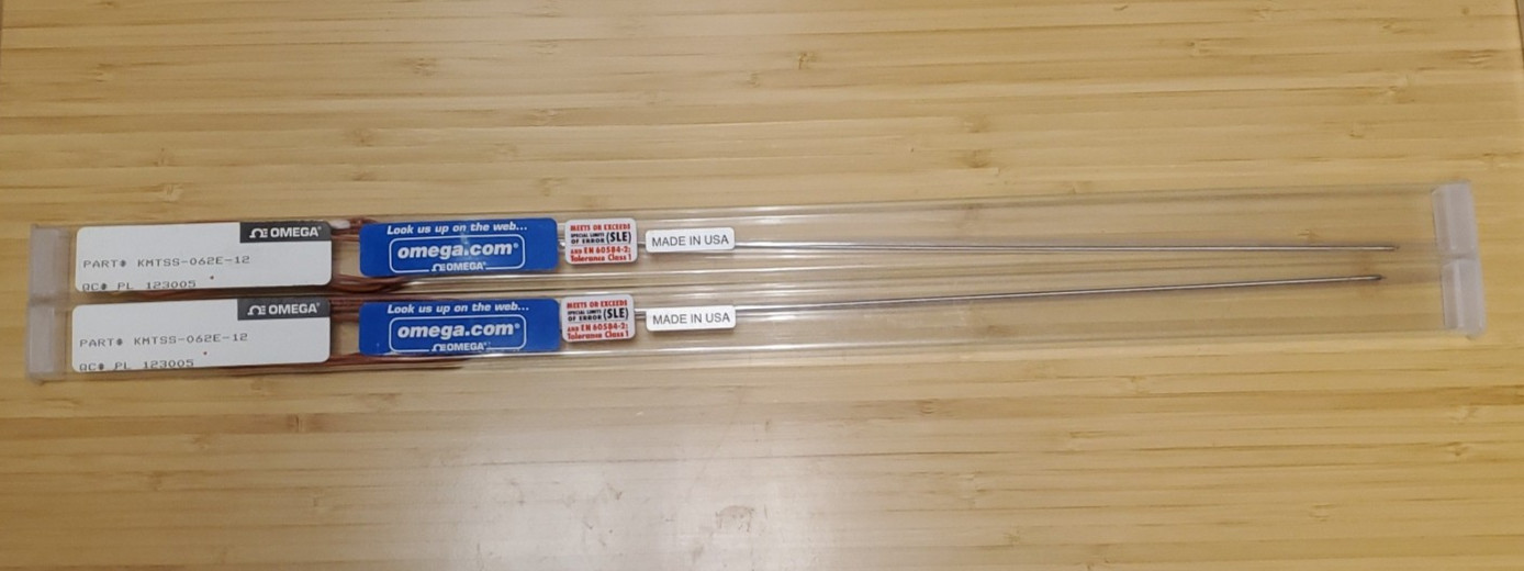 Qty 2 Omega KMTSS-062E-12 Type K Thermocouple Probe 1/16 inch SS (NEW-unopened)