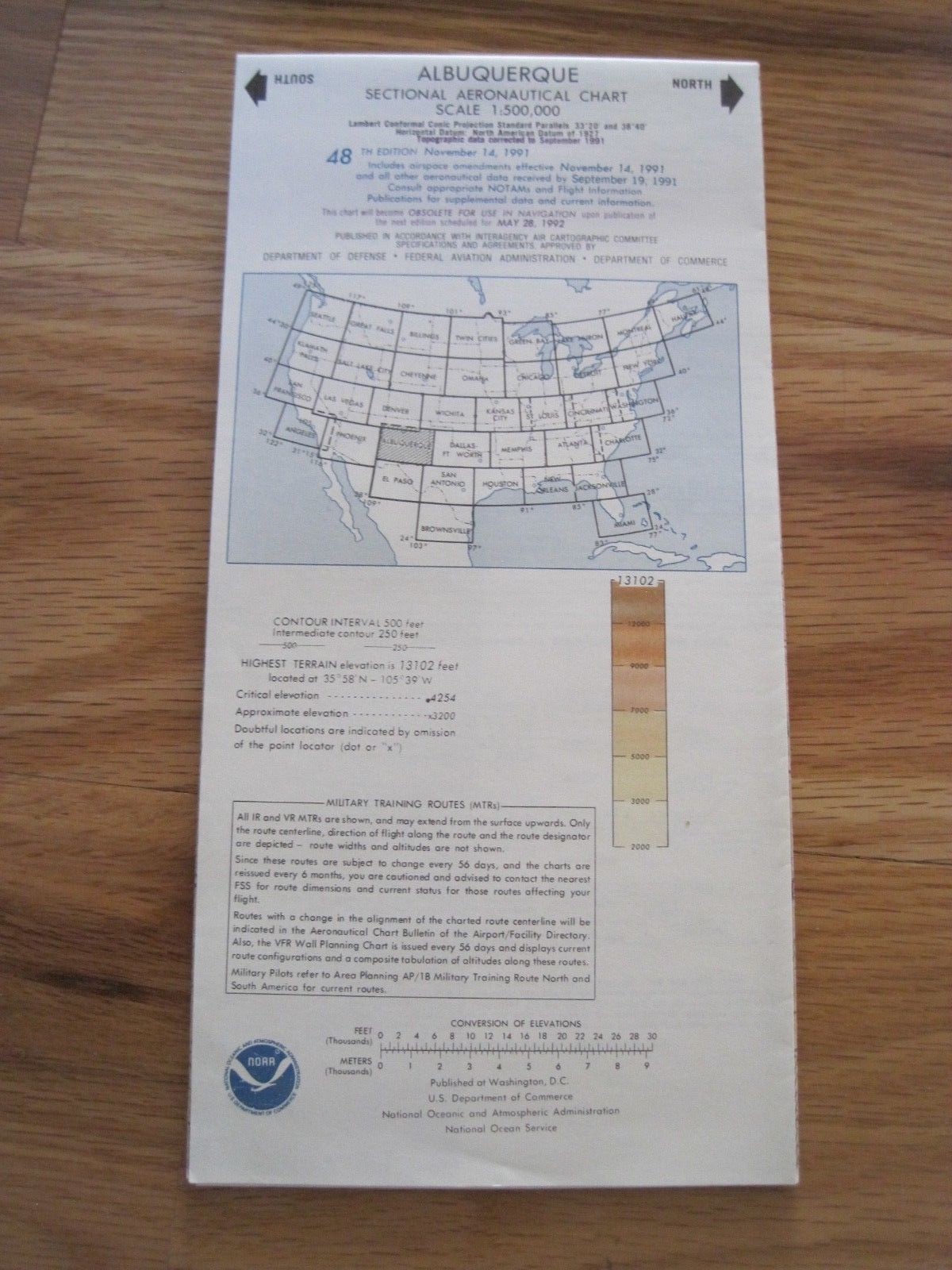 Aeronautical Chart Albuquerque 1991 Vintage