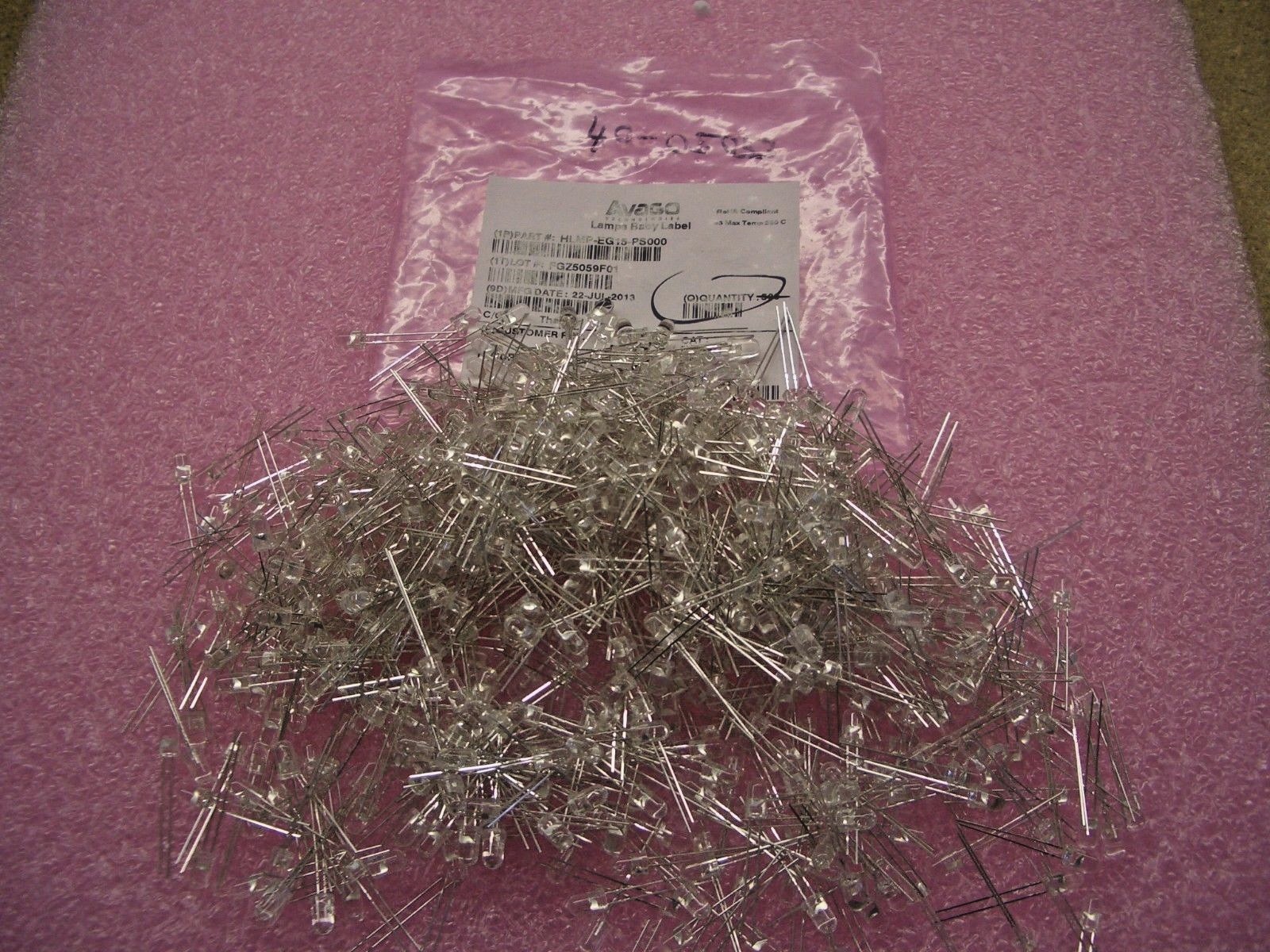 (140 PIECE LOT) HLMP-EG15-PS000, AVAGO, LED RED CLEAR 5MM ROUND T/H, ROHS
