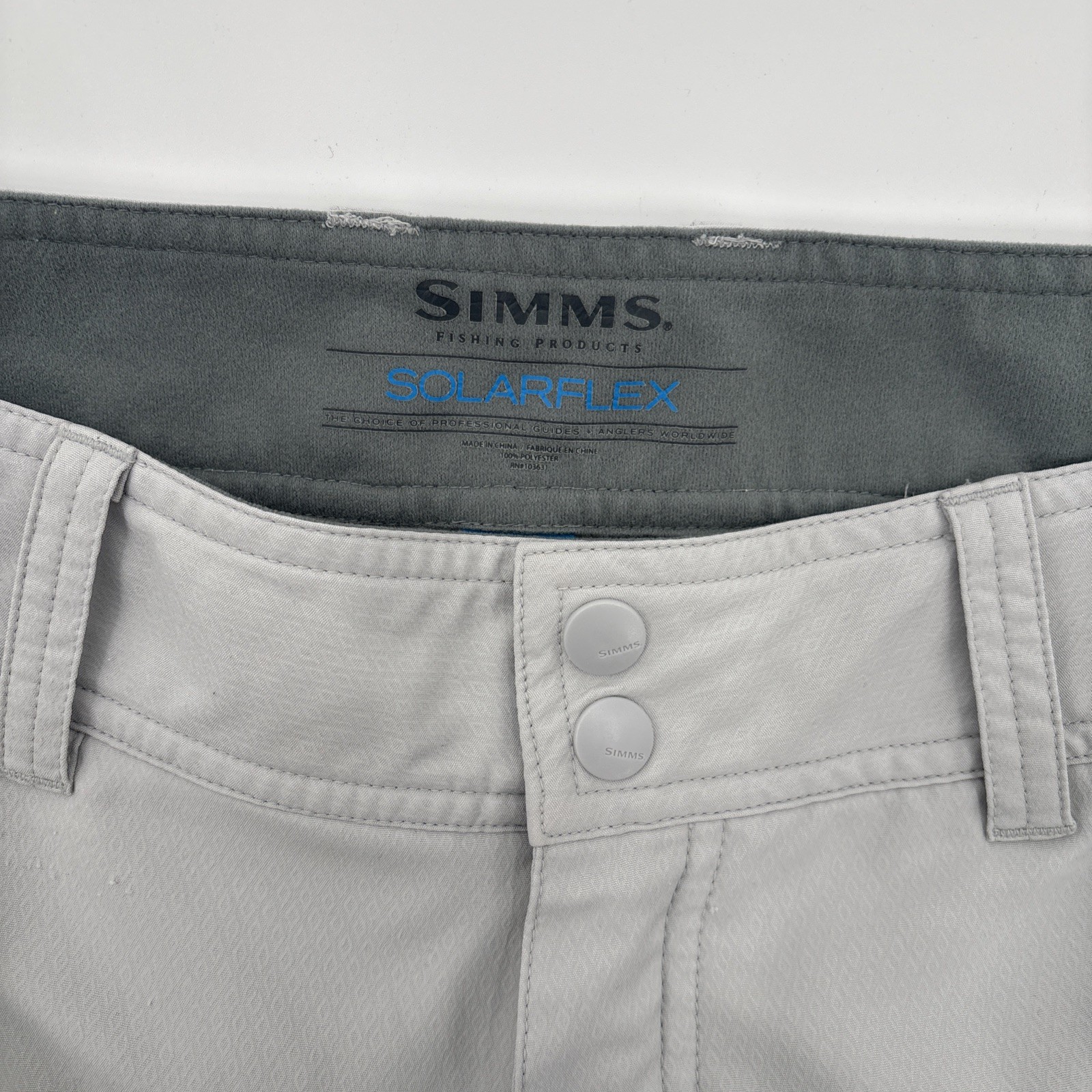 SIMMS solarflex mens shorts size 32 beige used condition polyester