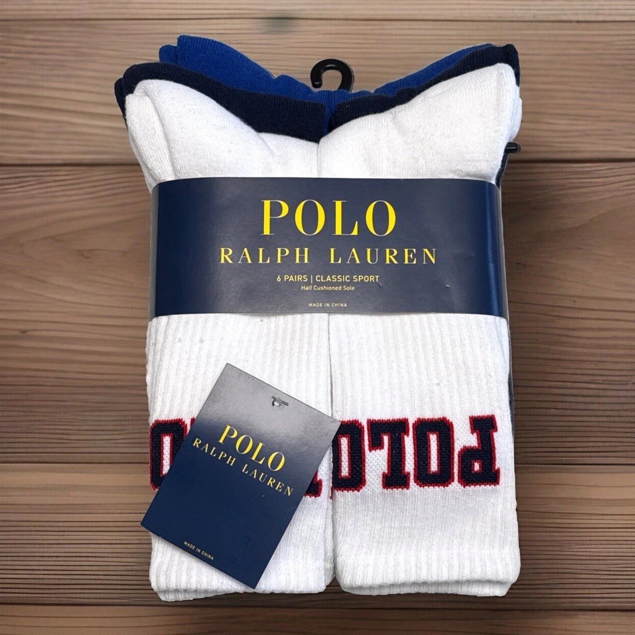 Polo Mens Ralph Lauren  6 Pair  Crew Socks Classic Sport Multicolor Size 6-12.5