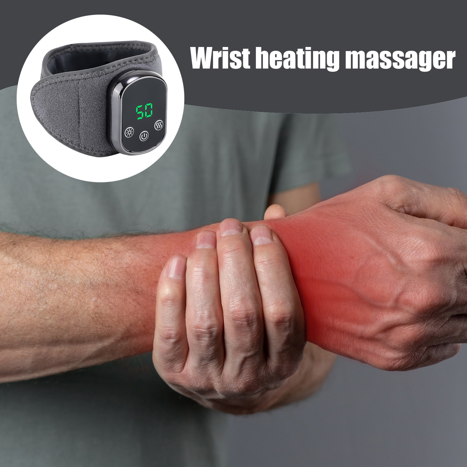 Wrist Heating Pad 3 Vibration Modes Massage Tools Cordless Heated Wrist