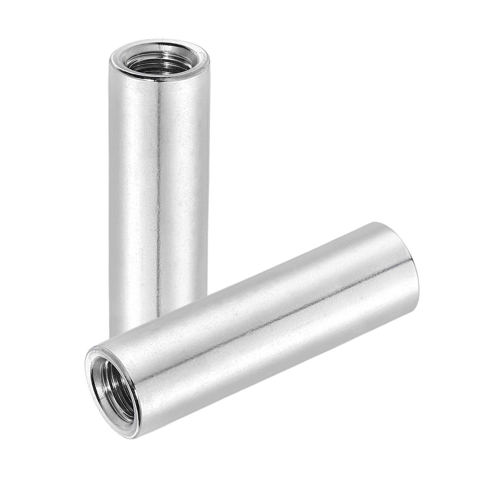 2Pcs 304 Stainless Steel M8x1.25mm Round Coupling Nuts, 0.47x1.57"(ODxH)