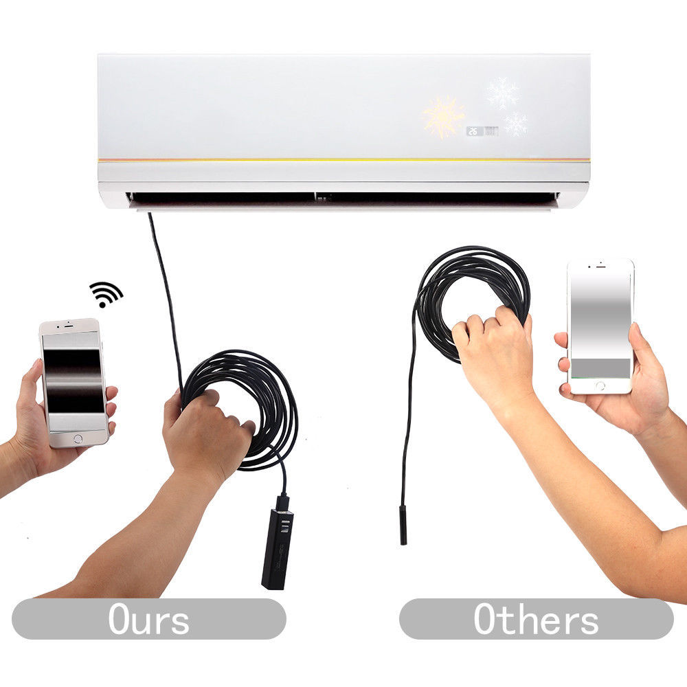 5M 8LED WiFi Borescope Endoscope Snake Inspection Camera for iPhone Android iOS