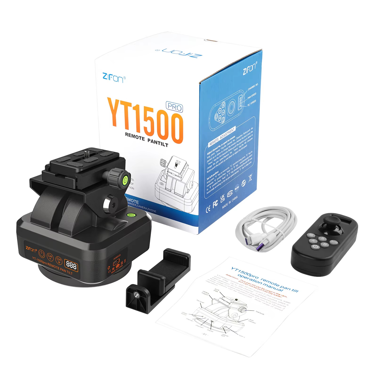 ZIFON YT-1500 Pro Motorized Pan Tilt Camera 360° Panoramic Head Remote Control