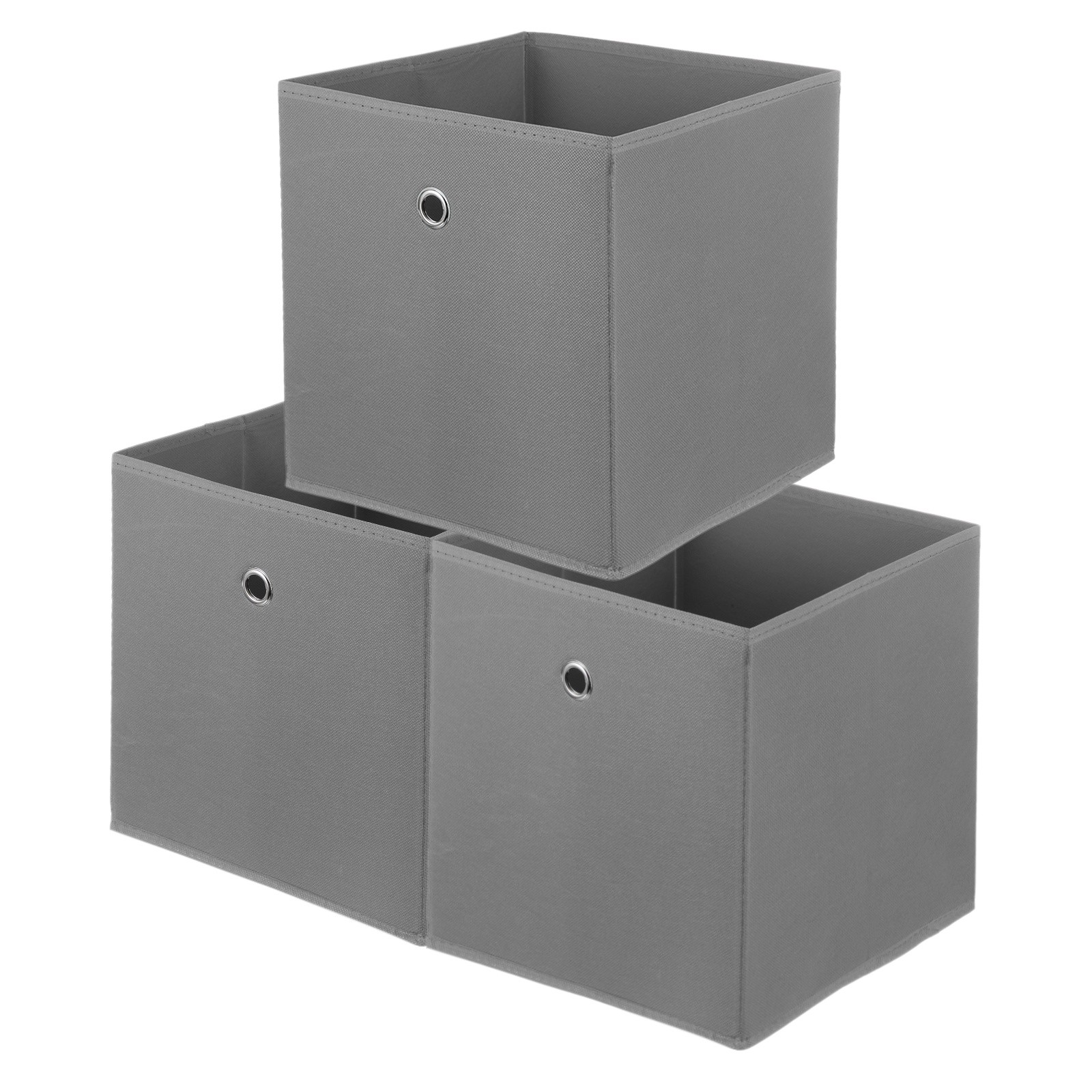 3 Pack Storage Cubes 11 x 11 x 11 Inch Foldable Fabric Storage Bins Gray