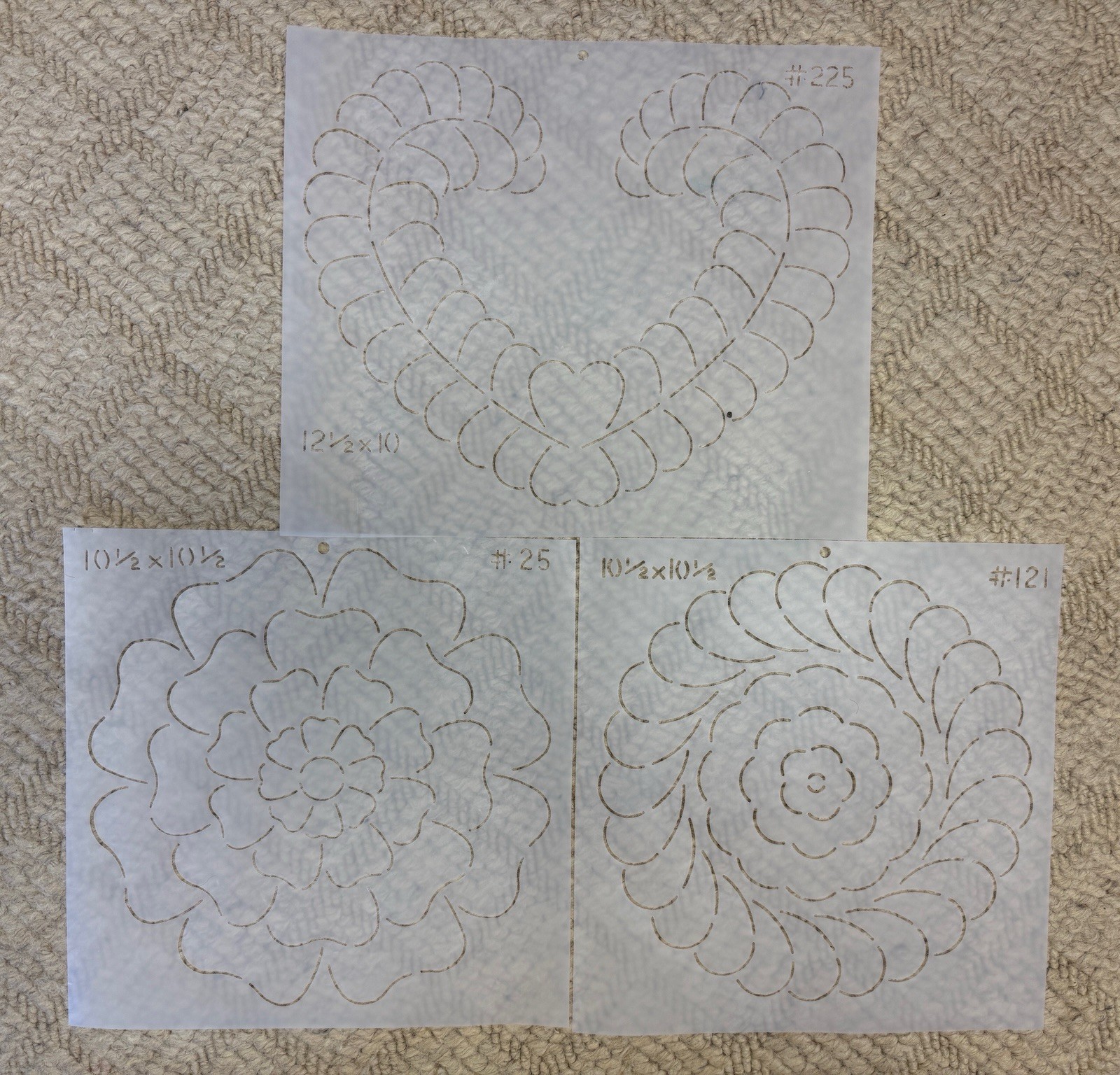 10.5x10.5 quilting stencils x3