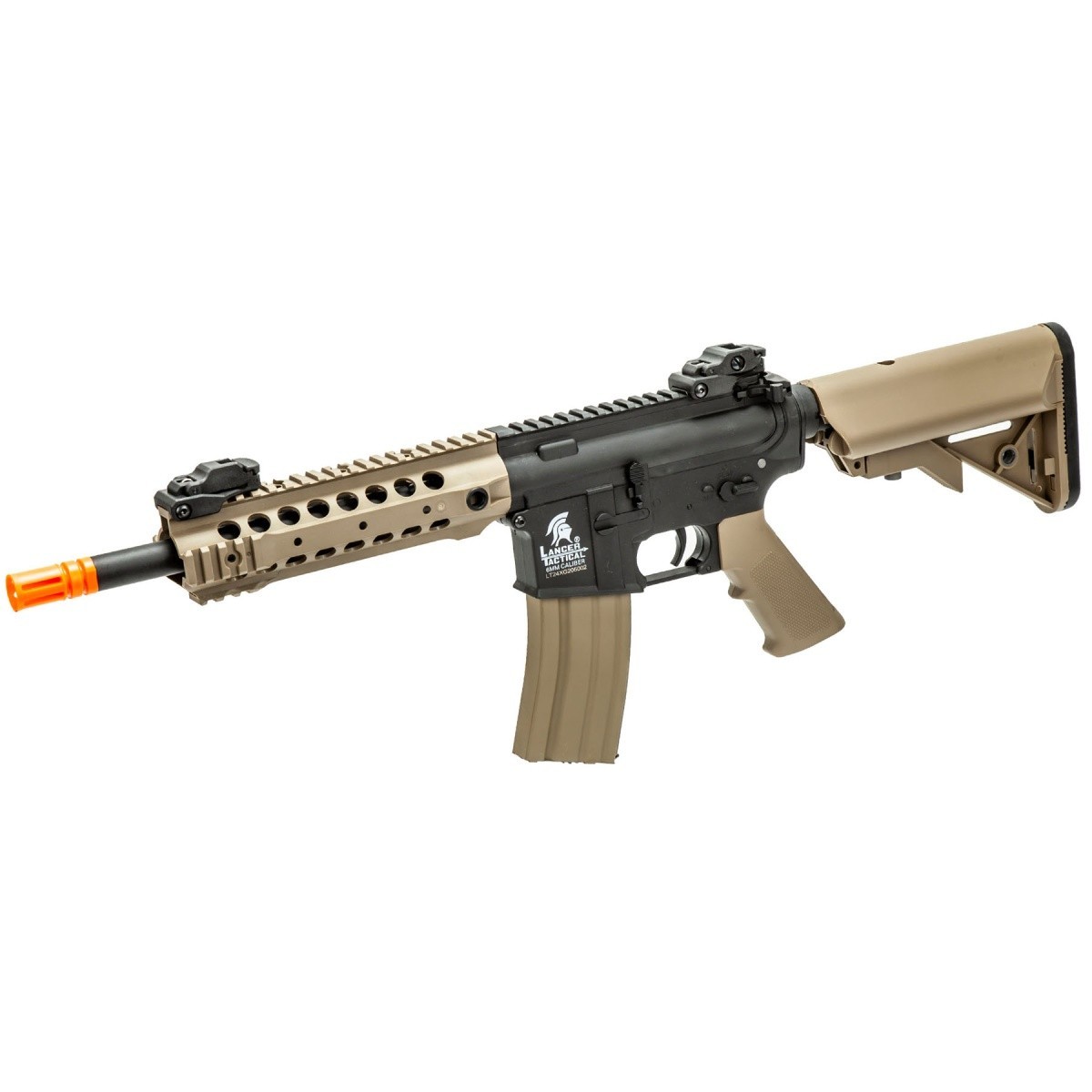 Lancer Tactical Gen 2 CQB Airsoft AEG Rifle in Black Tan with Battery & Charger