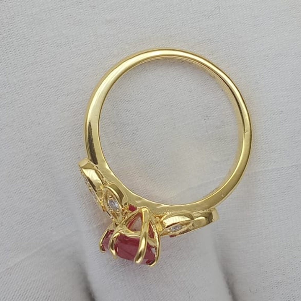 3.48Ct Marquise Cut Pink Natural Ruby & Diamond 100% 14k SOLID Yellow Gold Ring